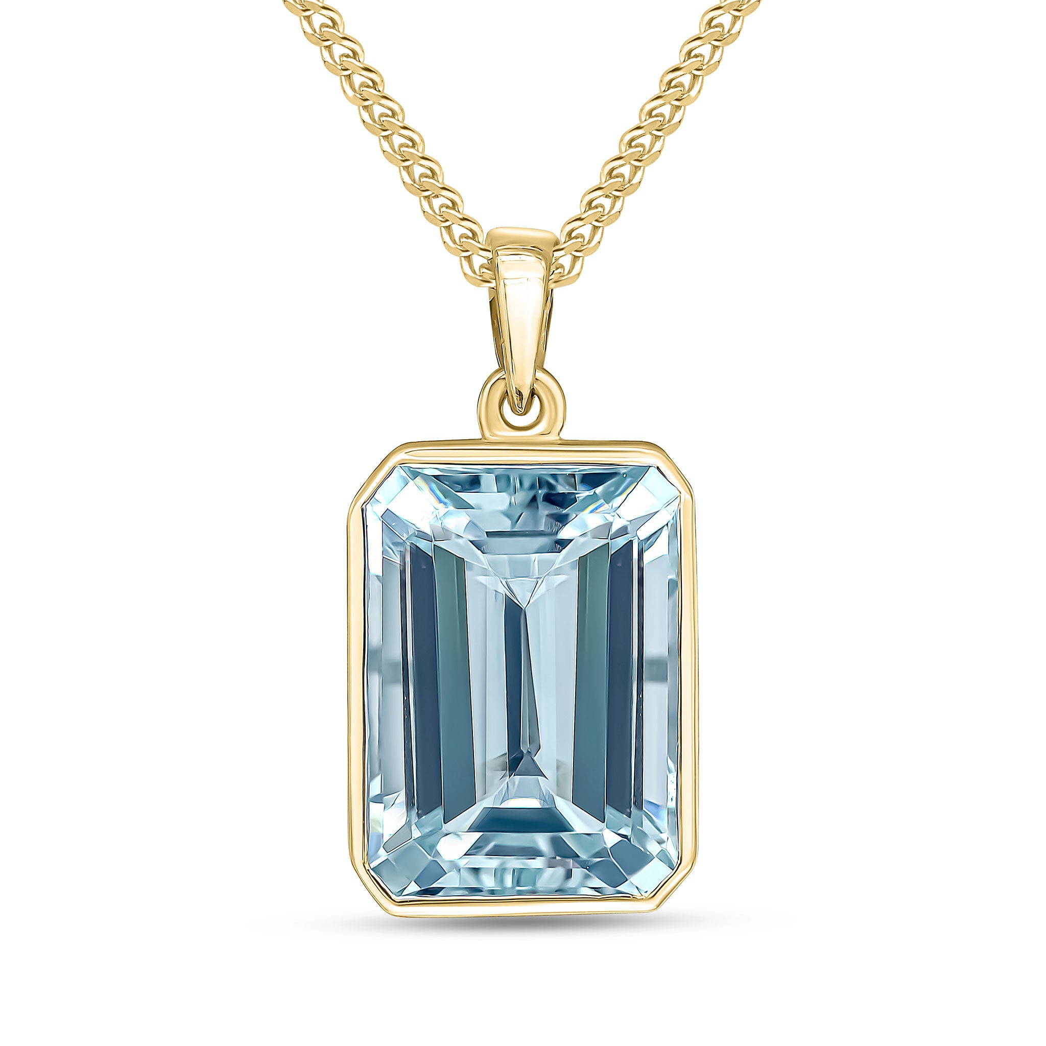 9CT YG 14X10 OCTAGON AQUA RUBOVER PENDANT *currently unavailable to order due to stone sourcing *