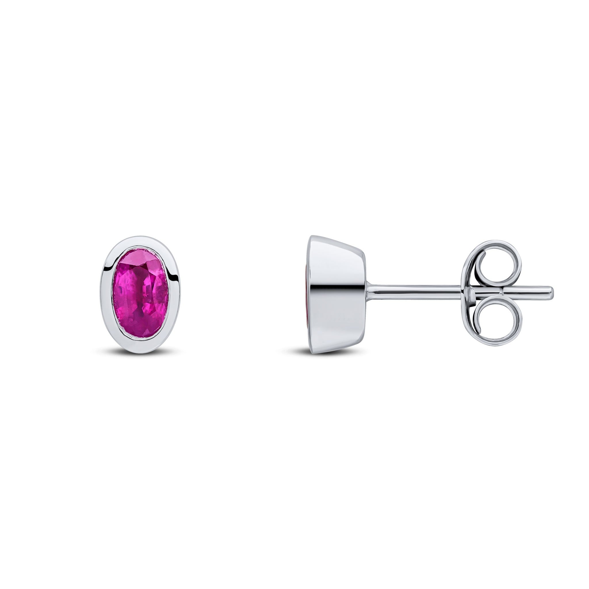 9CT WG 5X3MM OVAL RUBY RUBOVER EARRINGS