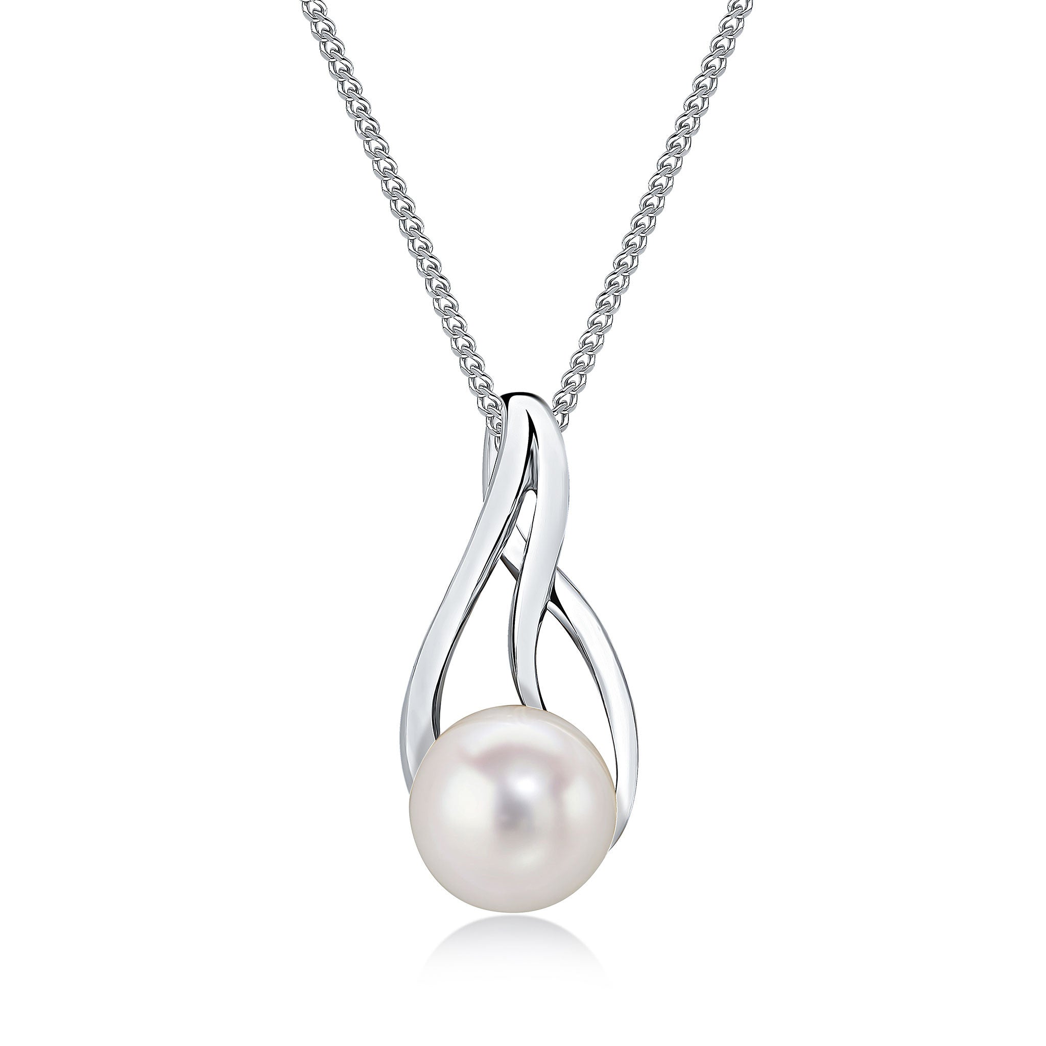 9CT WHITE GOLD CULTURED FRESHWATER 6MM PEARL TEARDROP PENDANT