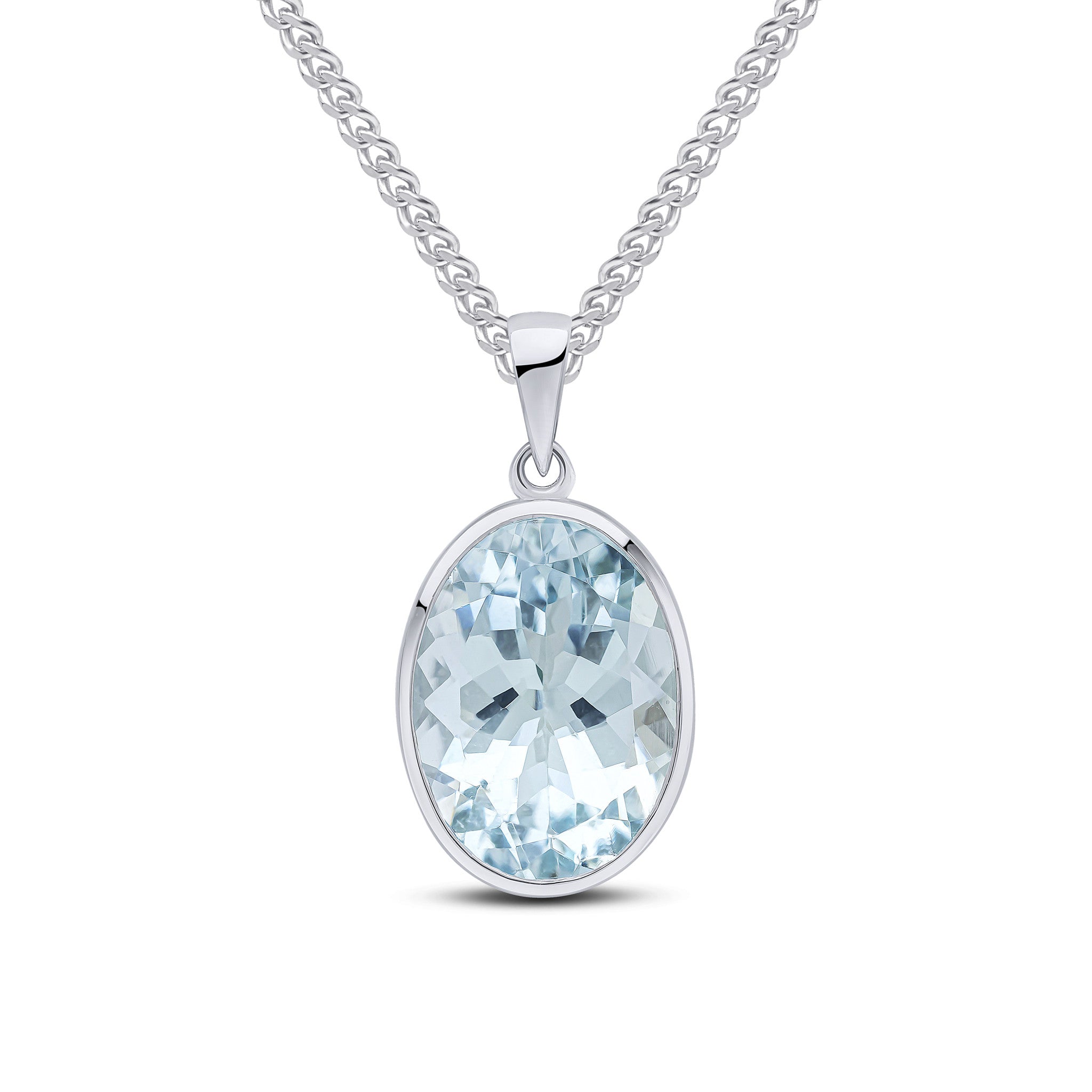 9CT WG 14X10 OVAL AQUA RUBOVER PENDANT