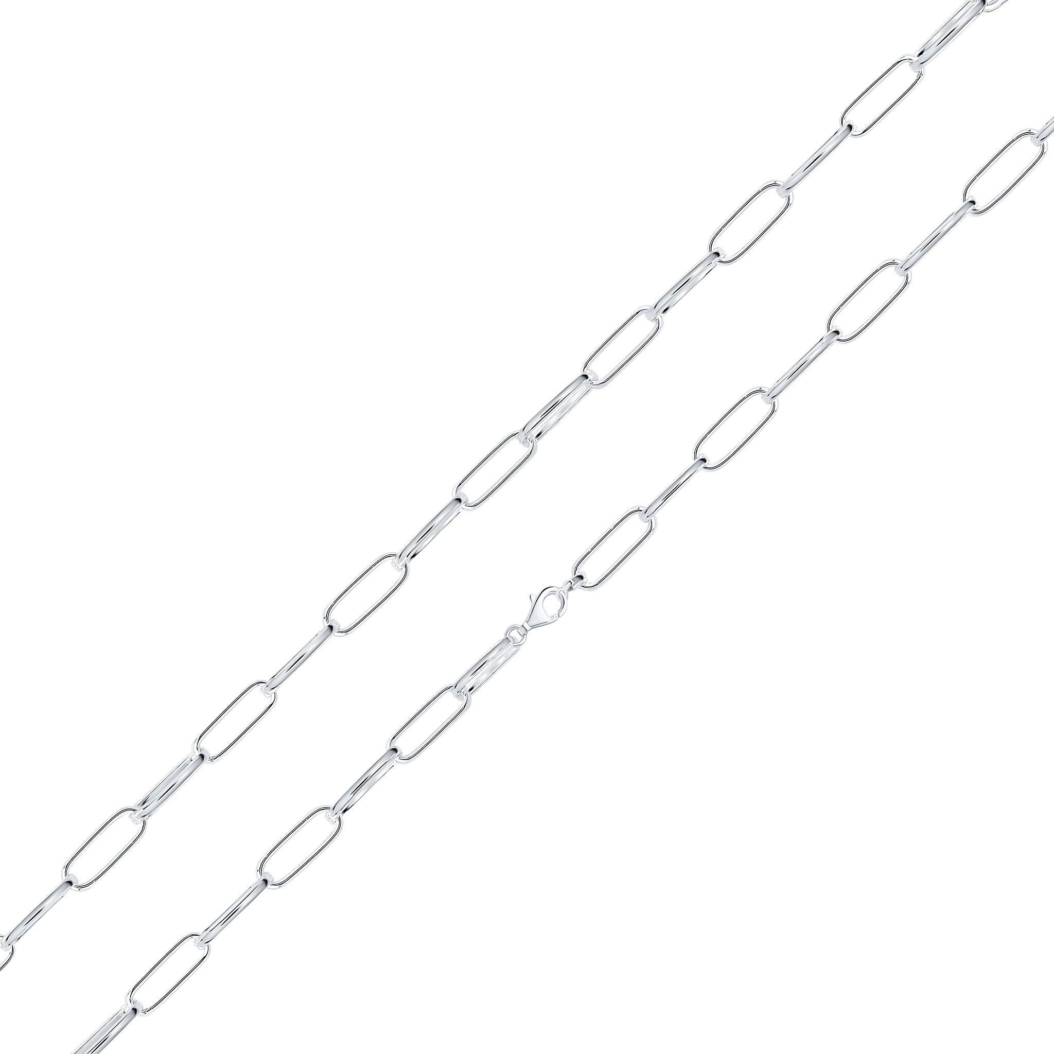 Silver 4.5x15mm Paperchain 7.5" Lobster