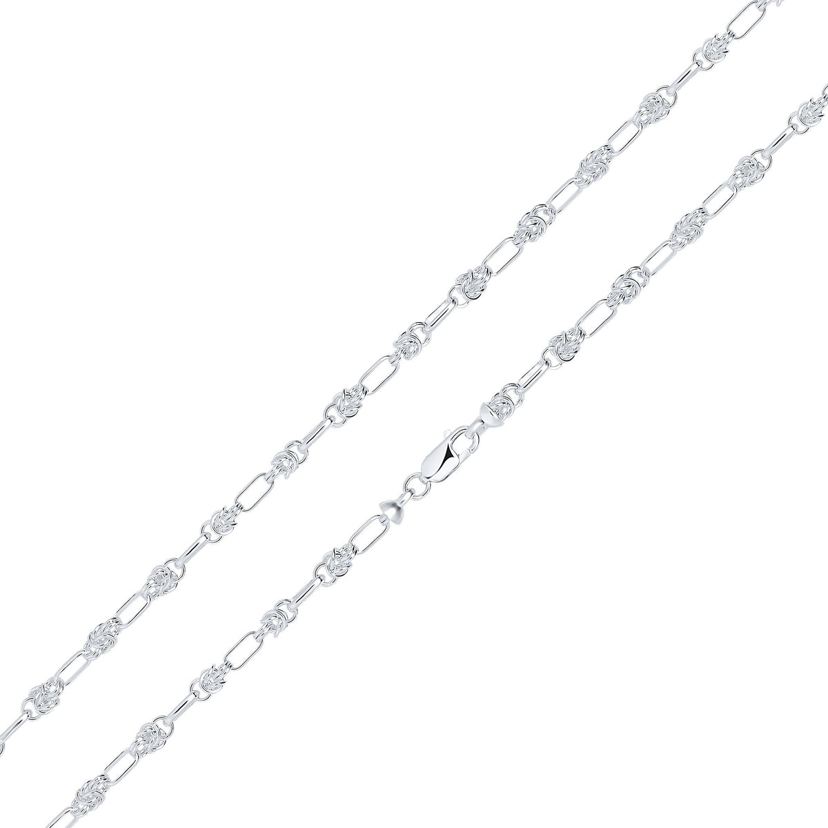 Silver 4.6mm Byzantine Oval Link 18"