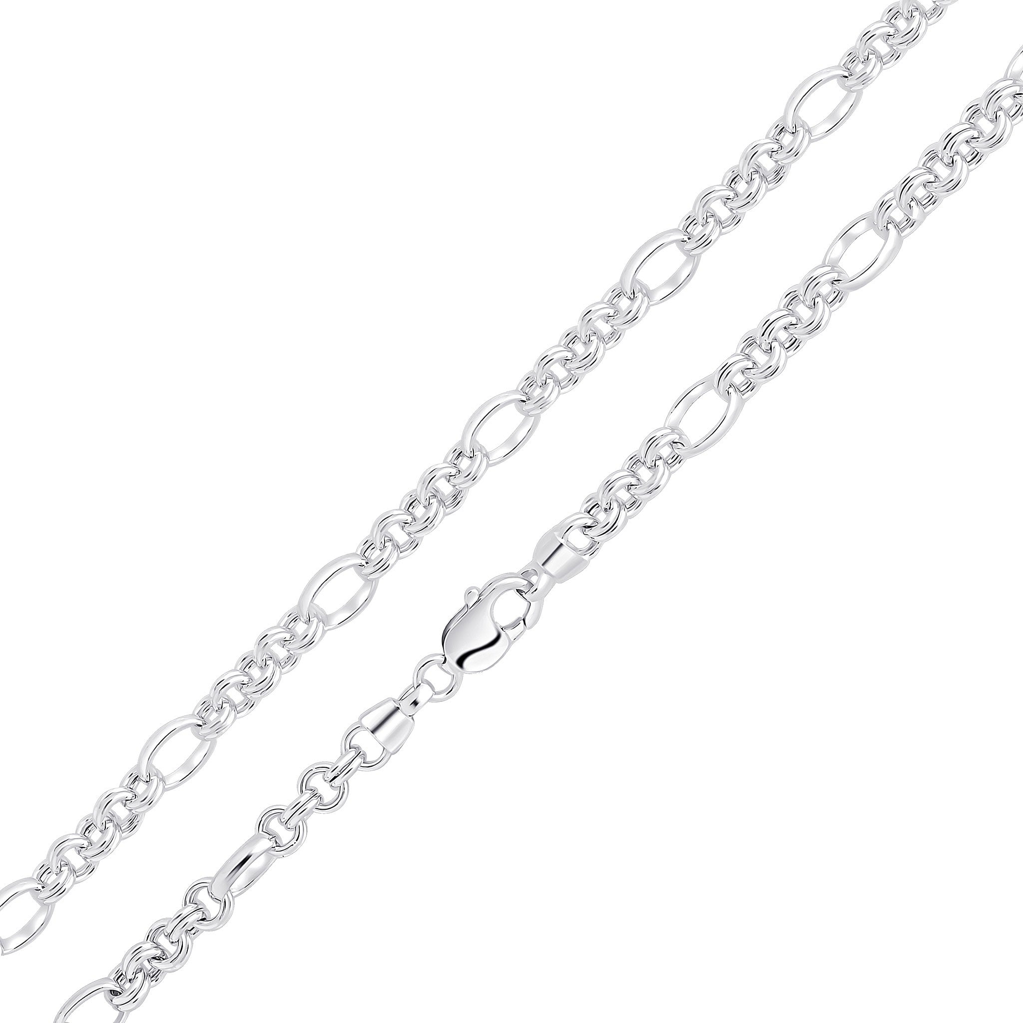 Silver 8.5mm Double Figaro Belcher 18"