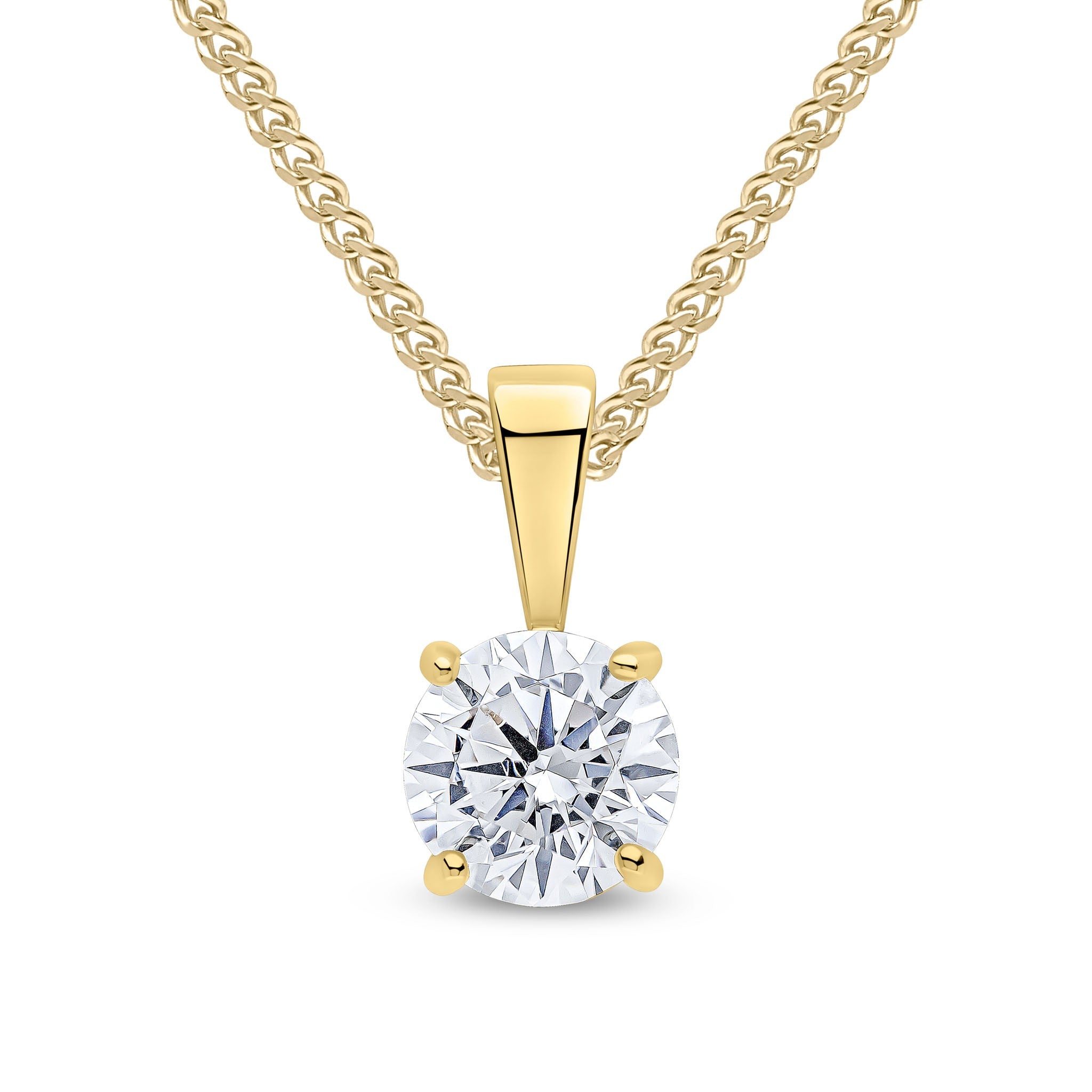 9CT YG 6MM ROUND CZ 4 CLAW PENDANT