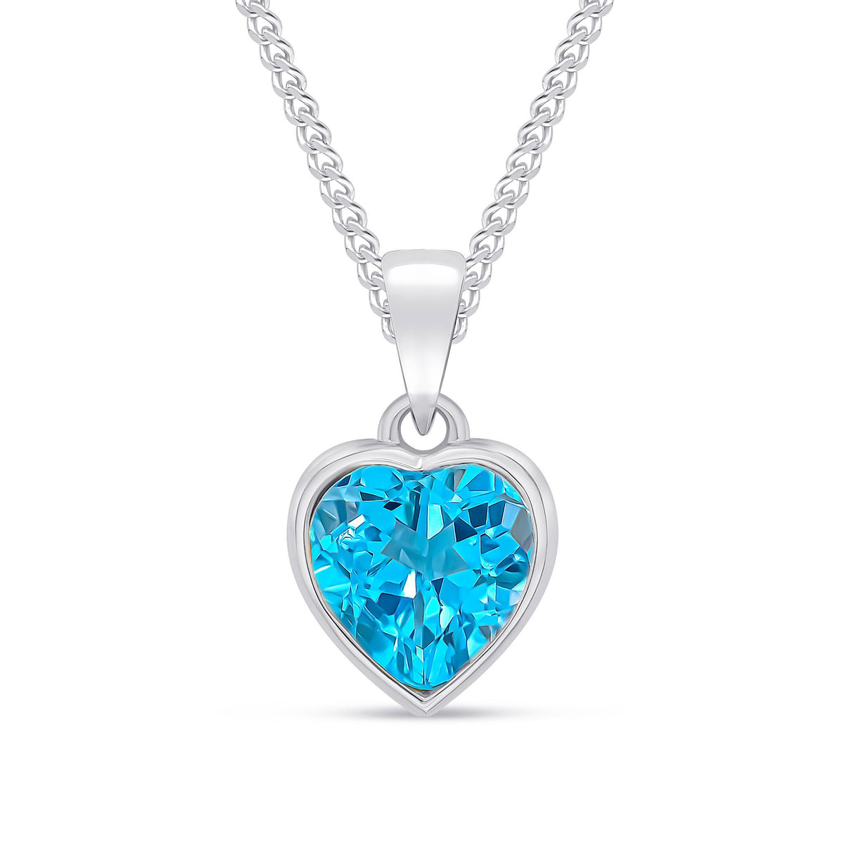 9CT WG 8MM HEARTSHAPE SWISS BLUE TOPAZ RUBOVER SINGLE STONE PENDANT