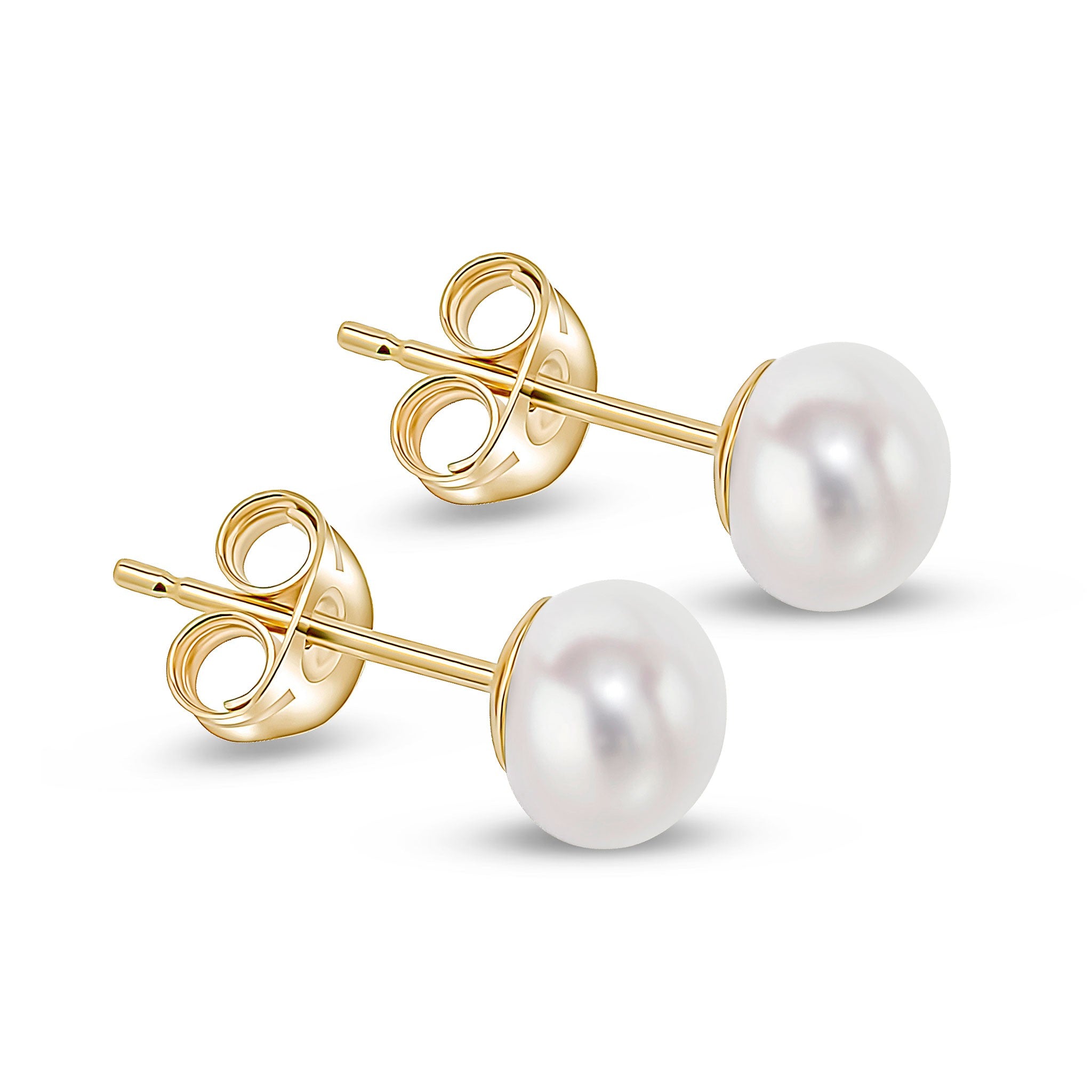 9CT YG 5.5-6MM BUTTON FRESHWATER PEARL STUDS