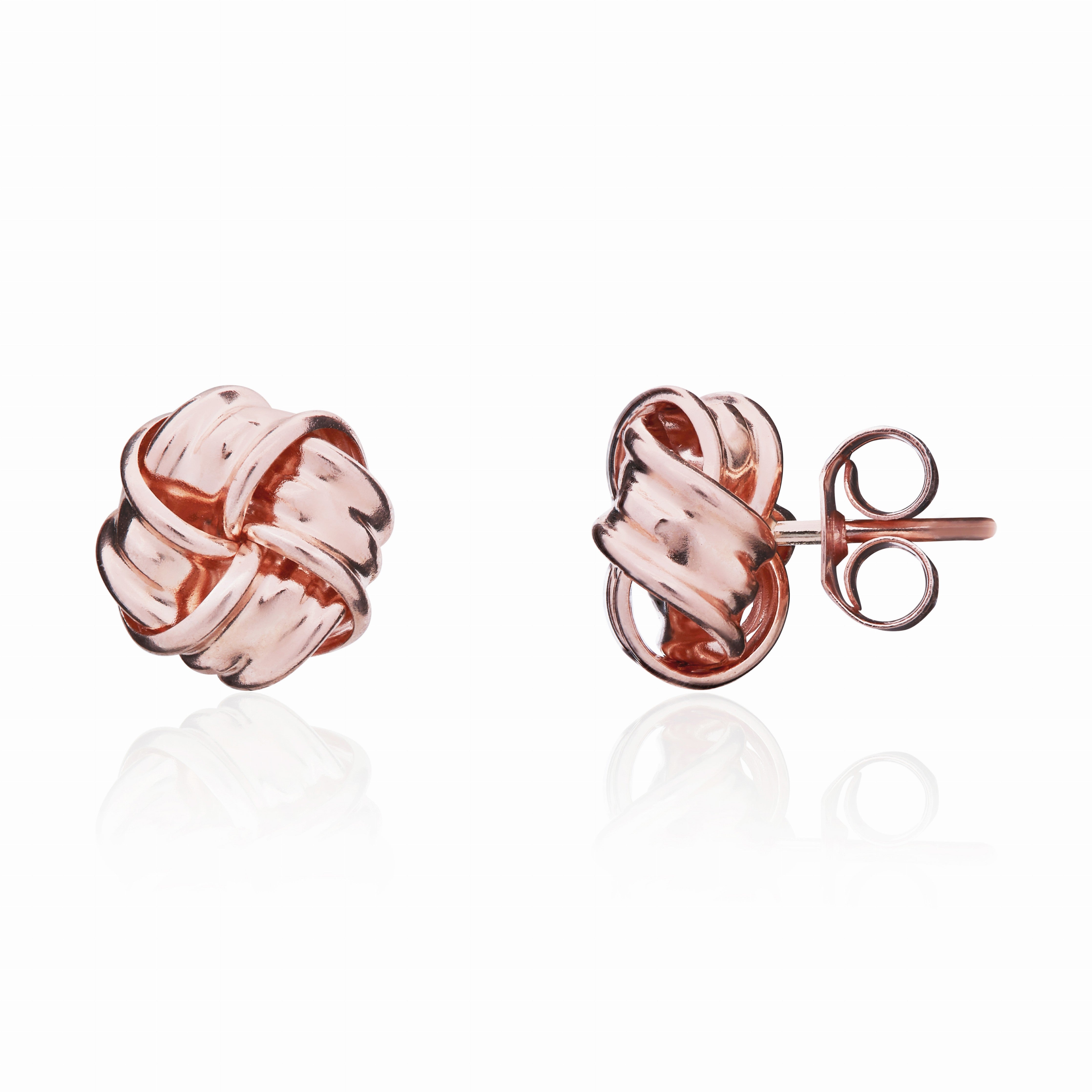 9CT RG 8MM 4 ROW RIBBON KNOT EARRINGS