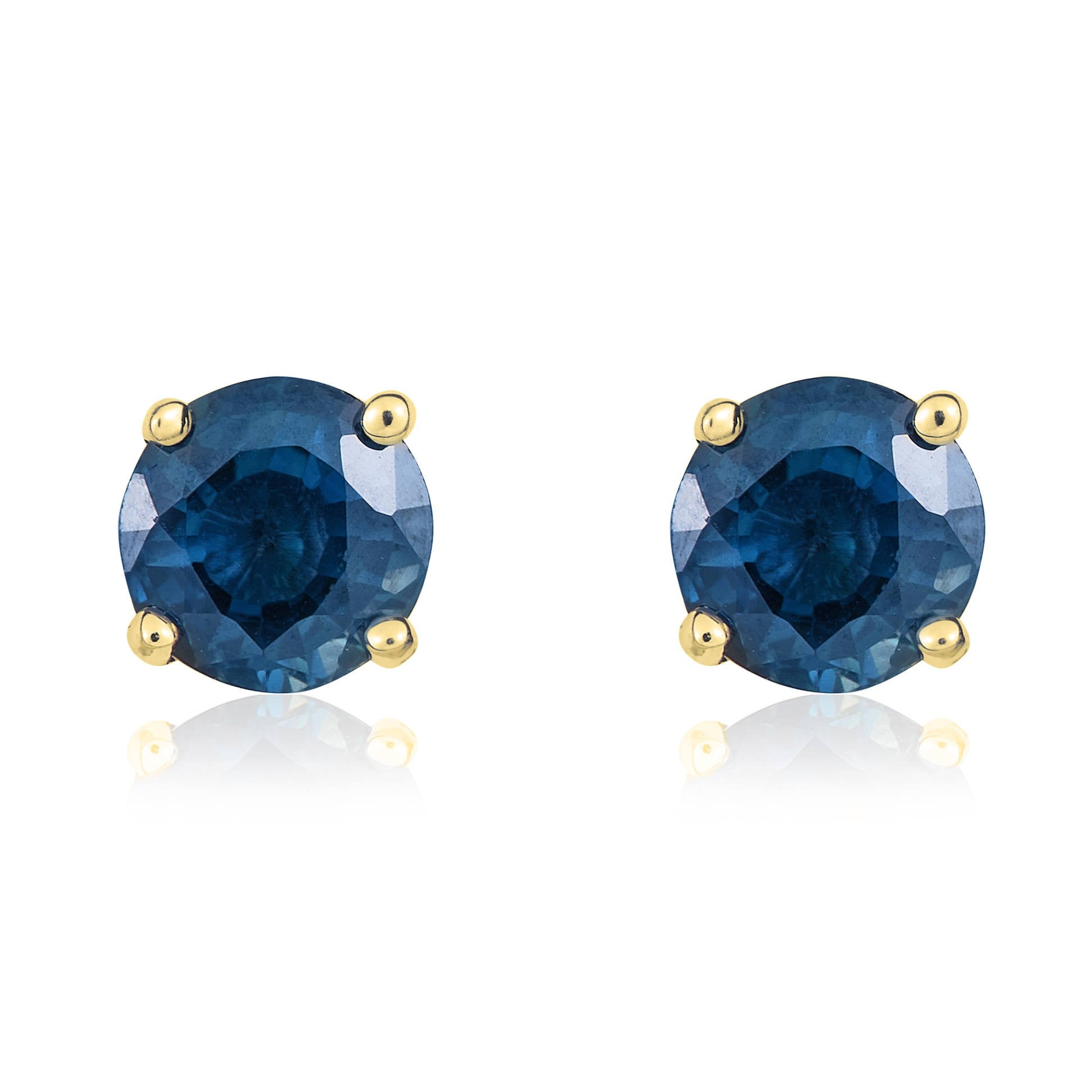 9CT YG 5MM ROUND SAPPHIRE CLAW SET STUD EARRINGS