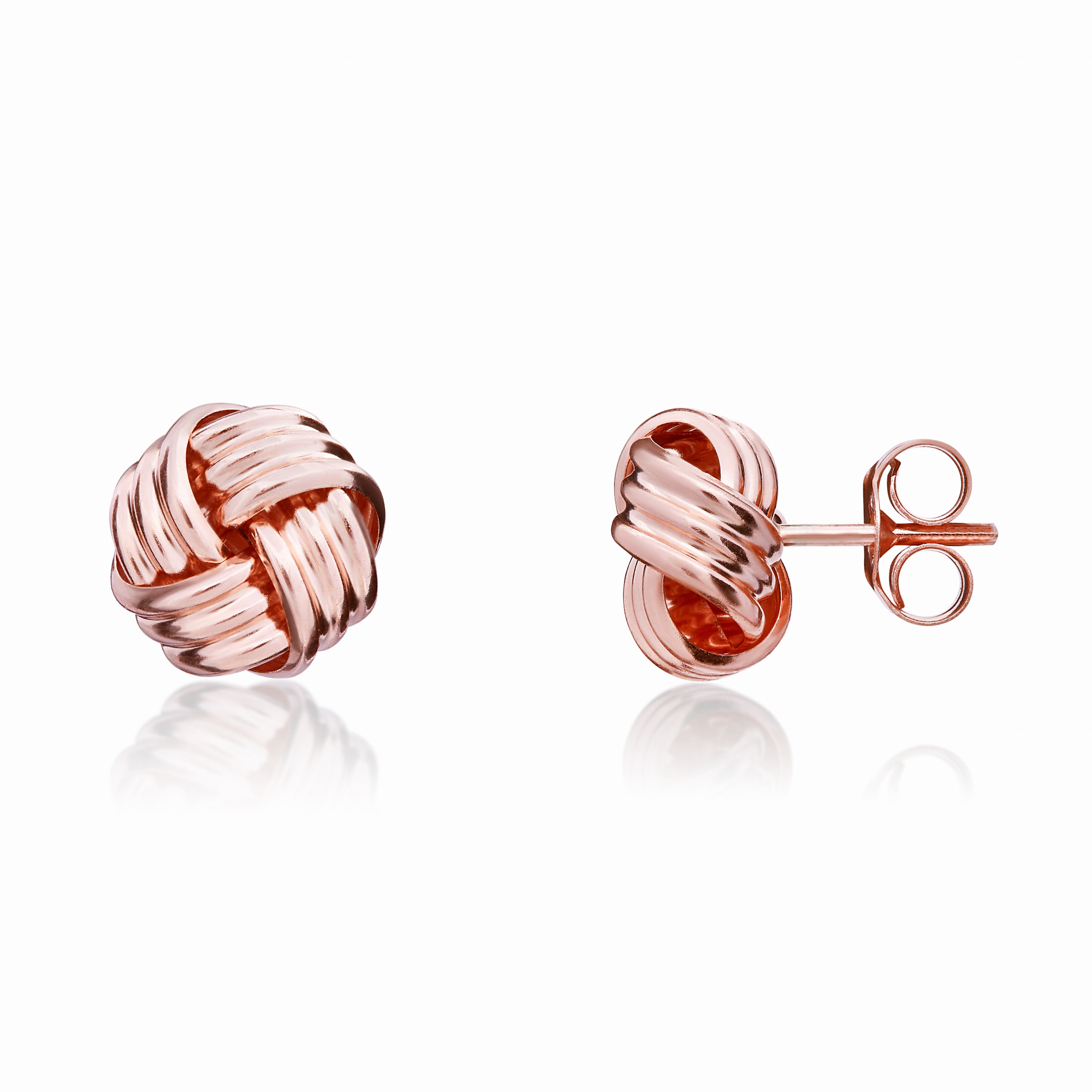 9CT RG 4 SECTION RIBBED 8MM KNOT EARRINGS