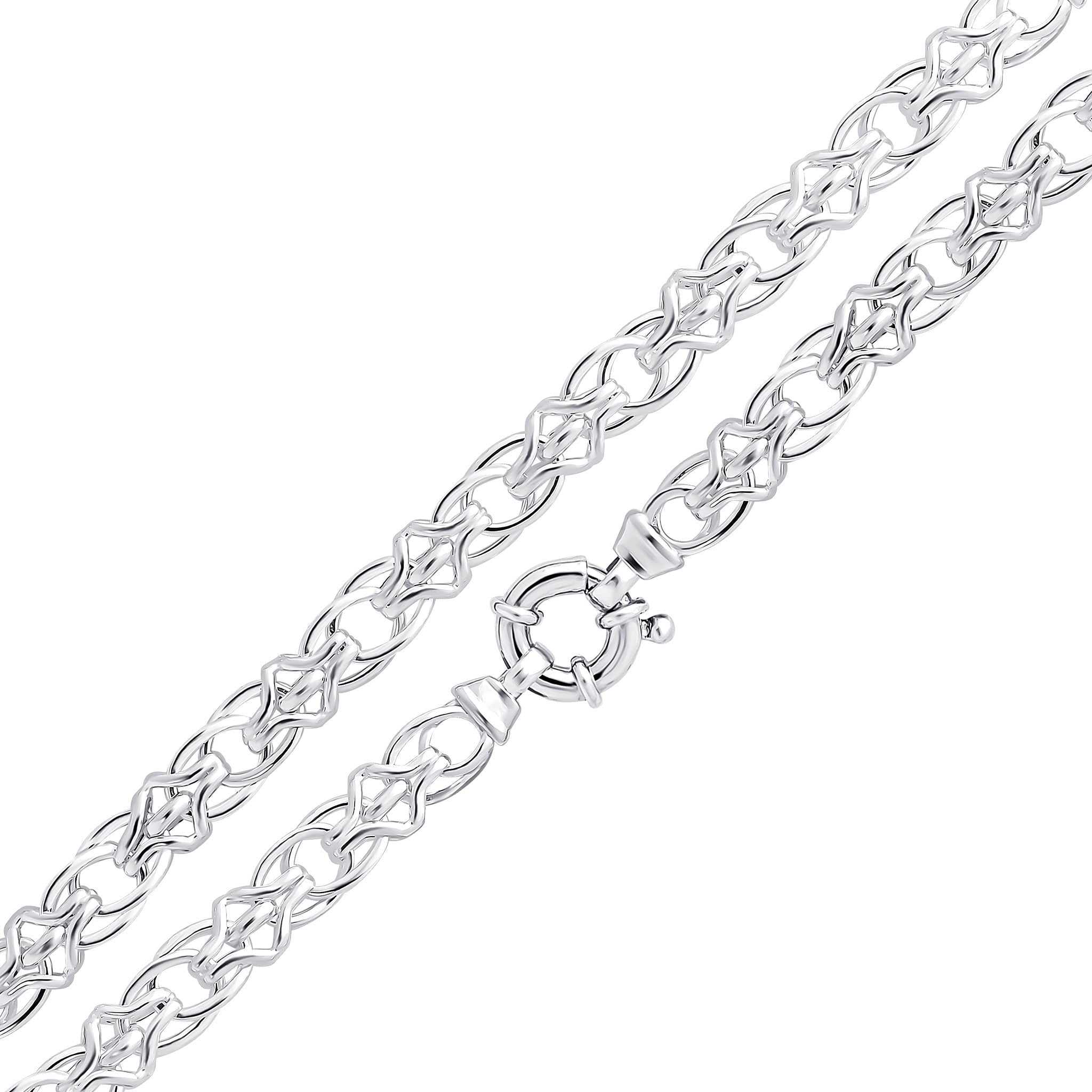 Silver 10mm Double Oval Link Plain 8"