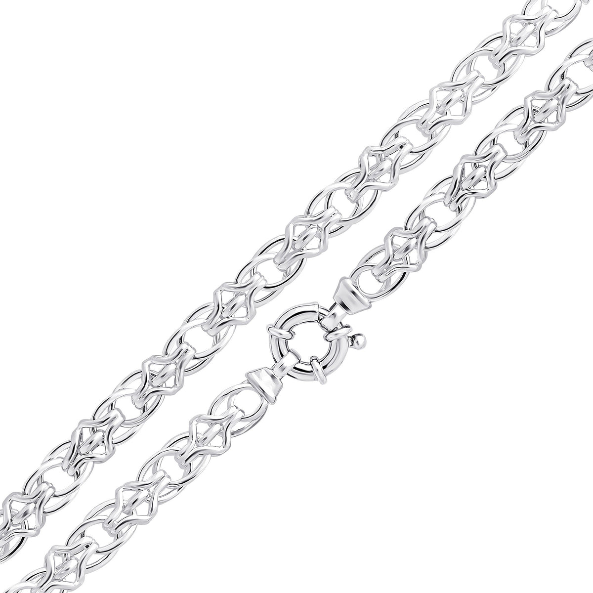 Silver 10mm Double Oval Link Plain 7.5" Bolt Ring