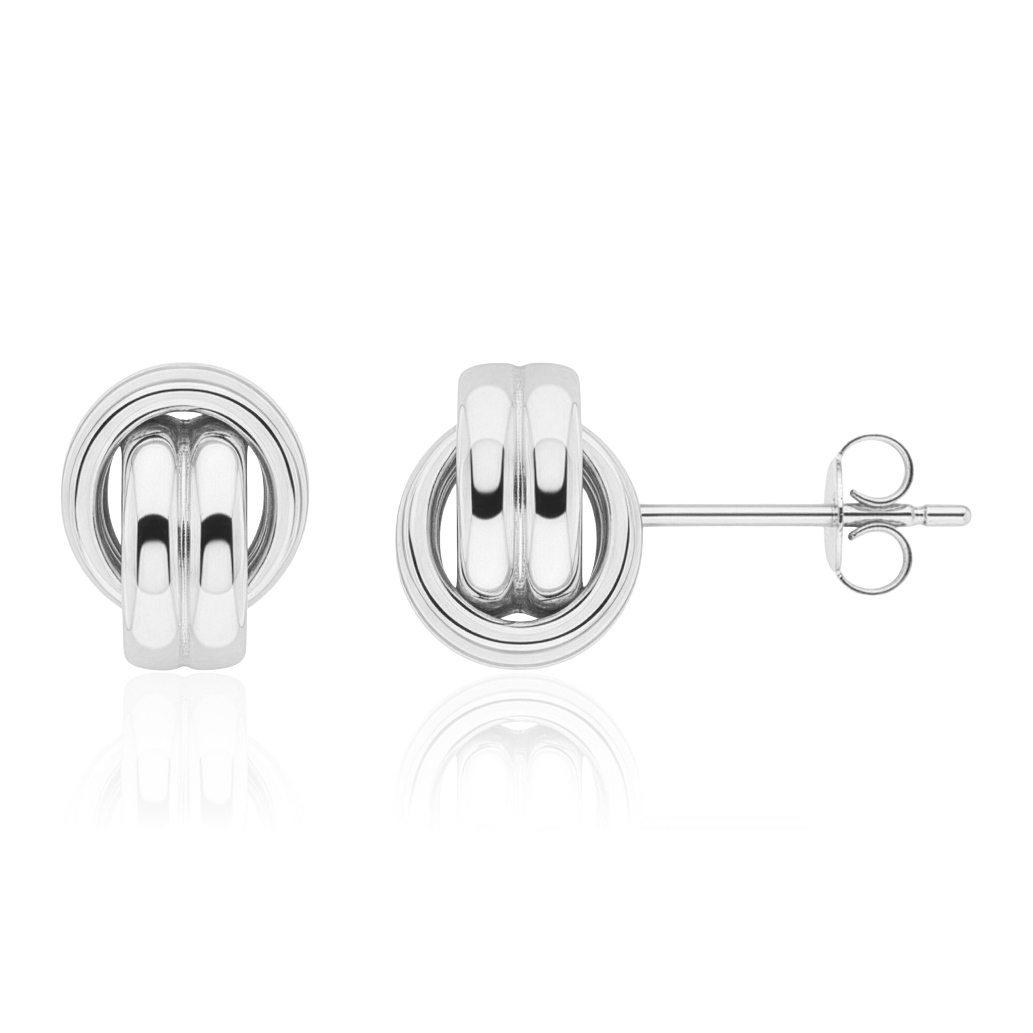9CT WHITE GOLD POLISHED 2 ROW LINKED OVALS STUD EARRINGS