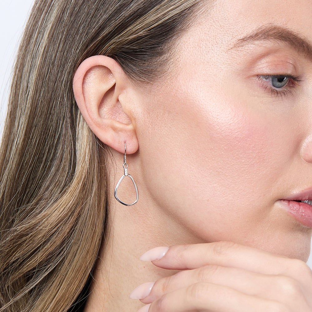 Sterling Silver Plain Earrings With A Geometric Shape
