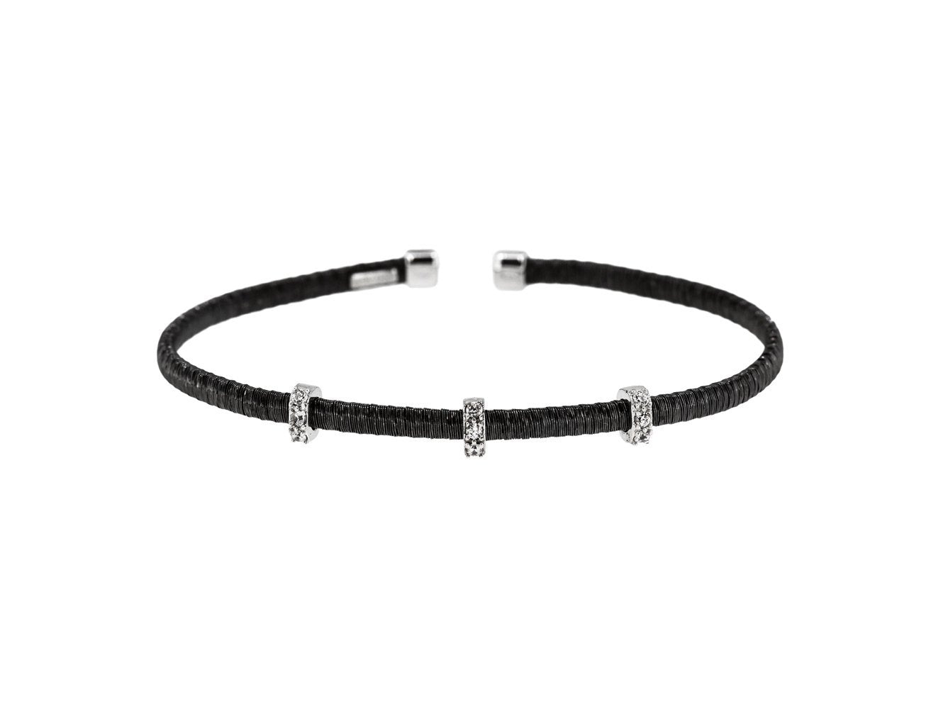 Silver Strand Cuff Black Rhodium Bangles