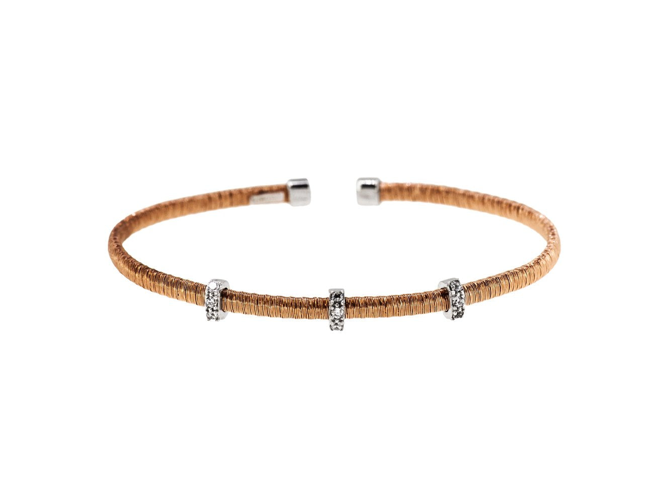 Silver Strand Cuff Bangles Rose Gold Rhodium Finished