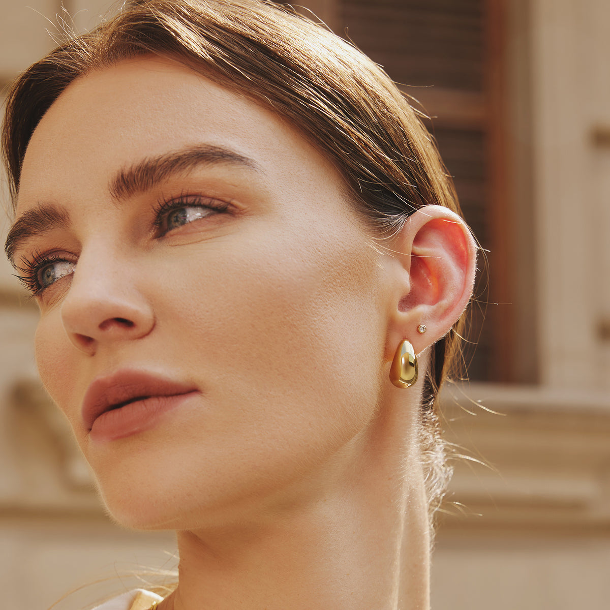 Gold Bold Dome Hoop Earrings