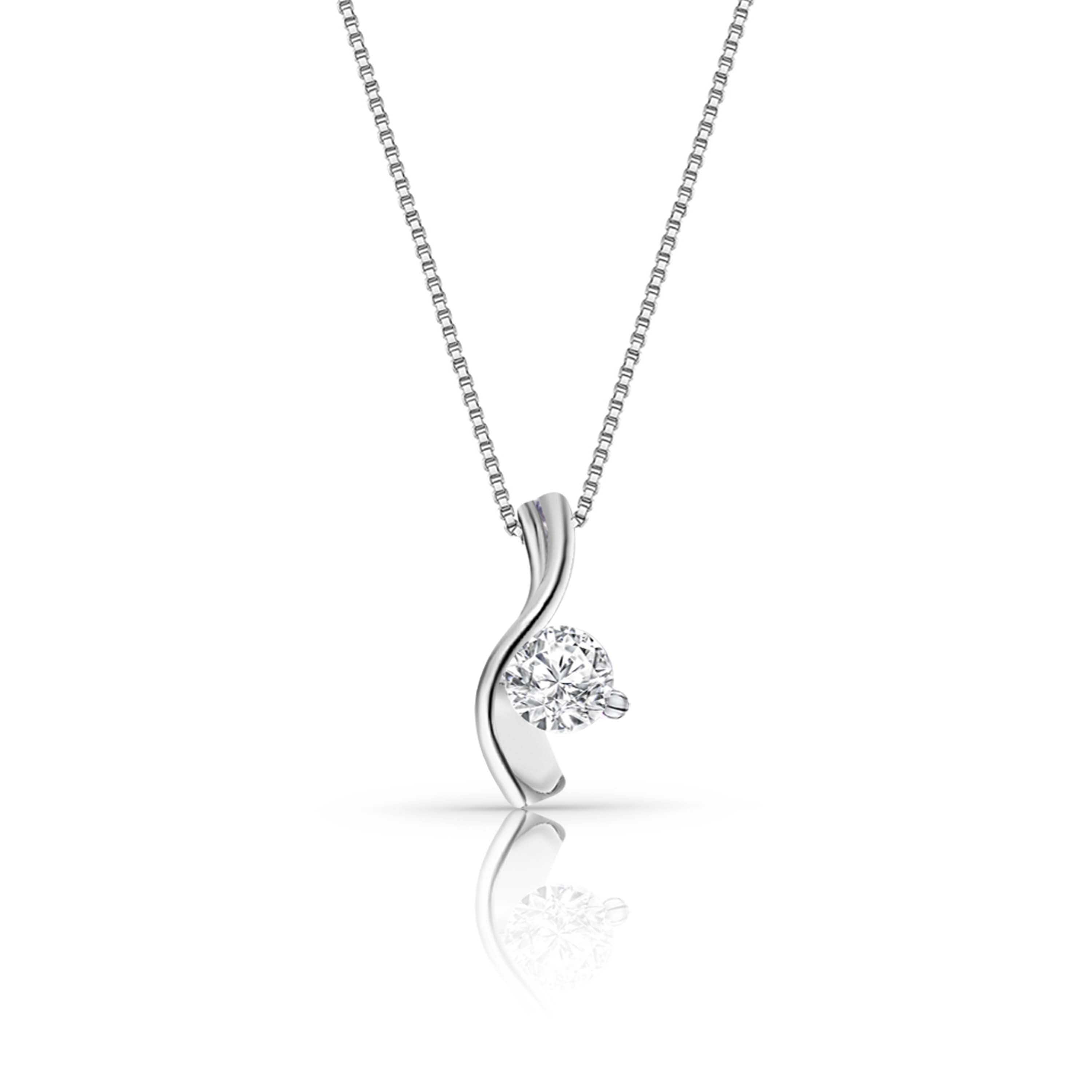 Small Curve Pendant Set With Cubic Zirconia