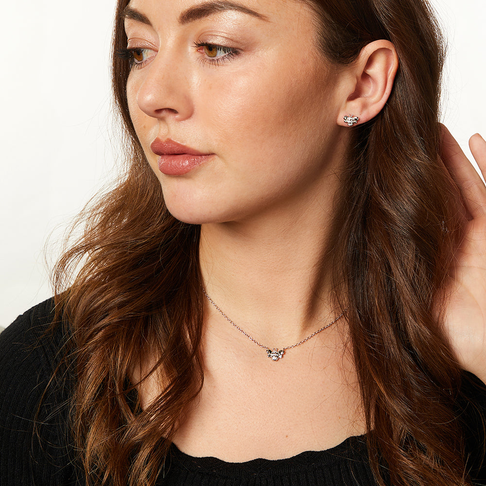 Sterling Silver Cubic Zirconia Bumble Bee Fixed Chain Necklace