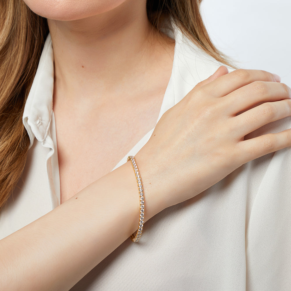 Gold Vermeil 6 Carat Cubic Zirconia Tennis Bracelet