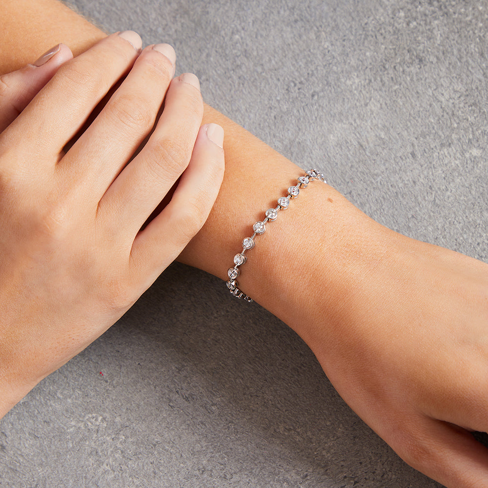 Sterling Silver Rubover 1.86ct Cubic Zirconia Bracelet