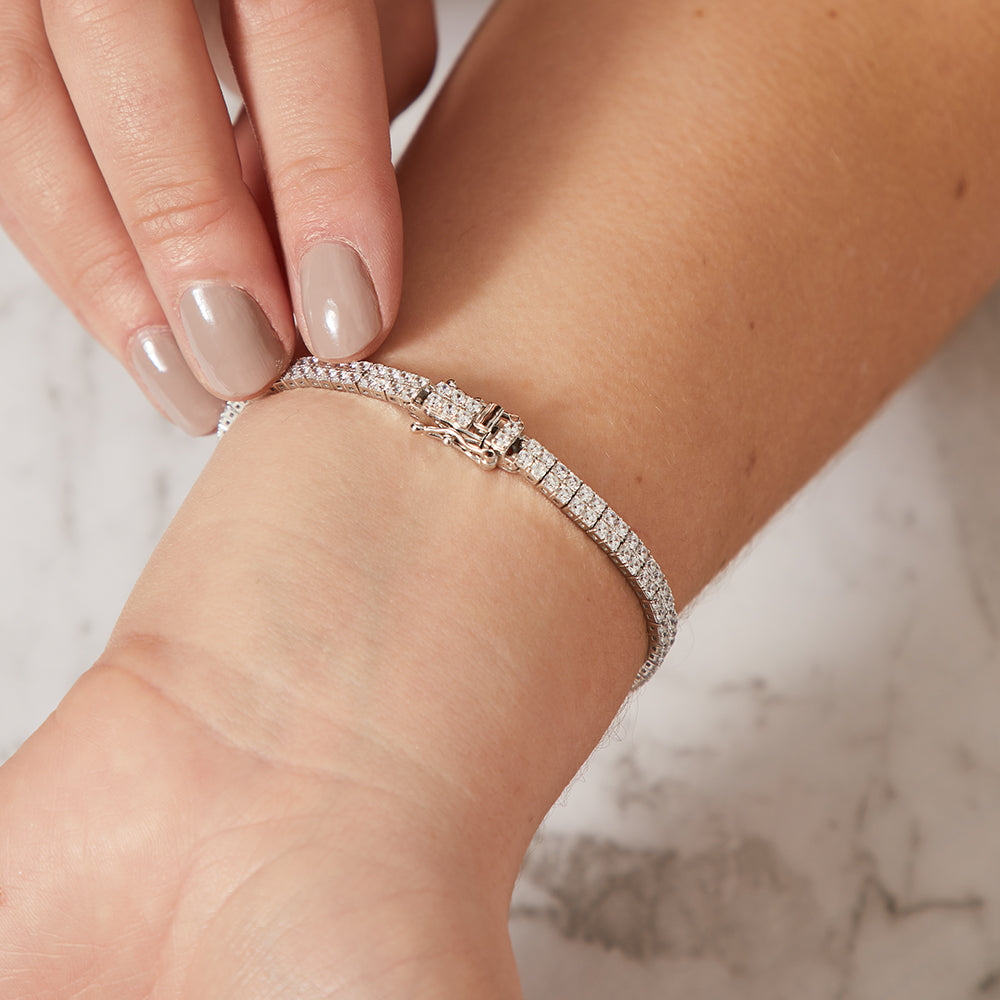 Sterling Silver Cubic Zirconia 5ct Tennis Bracelet