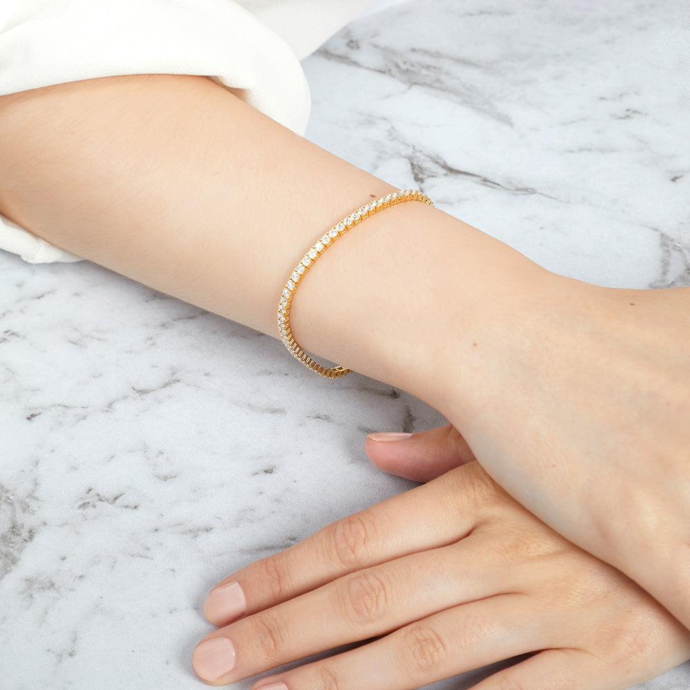 Gold Vermeil 4.14ct Cubic Zirconia Tennis Bracelet