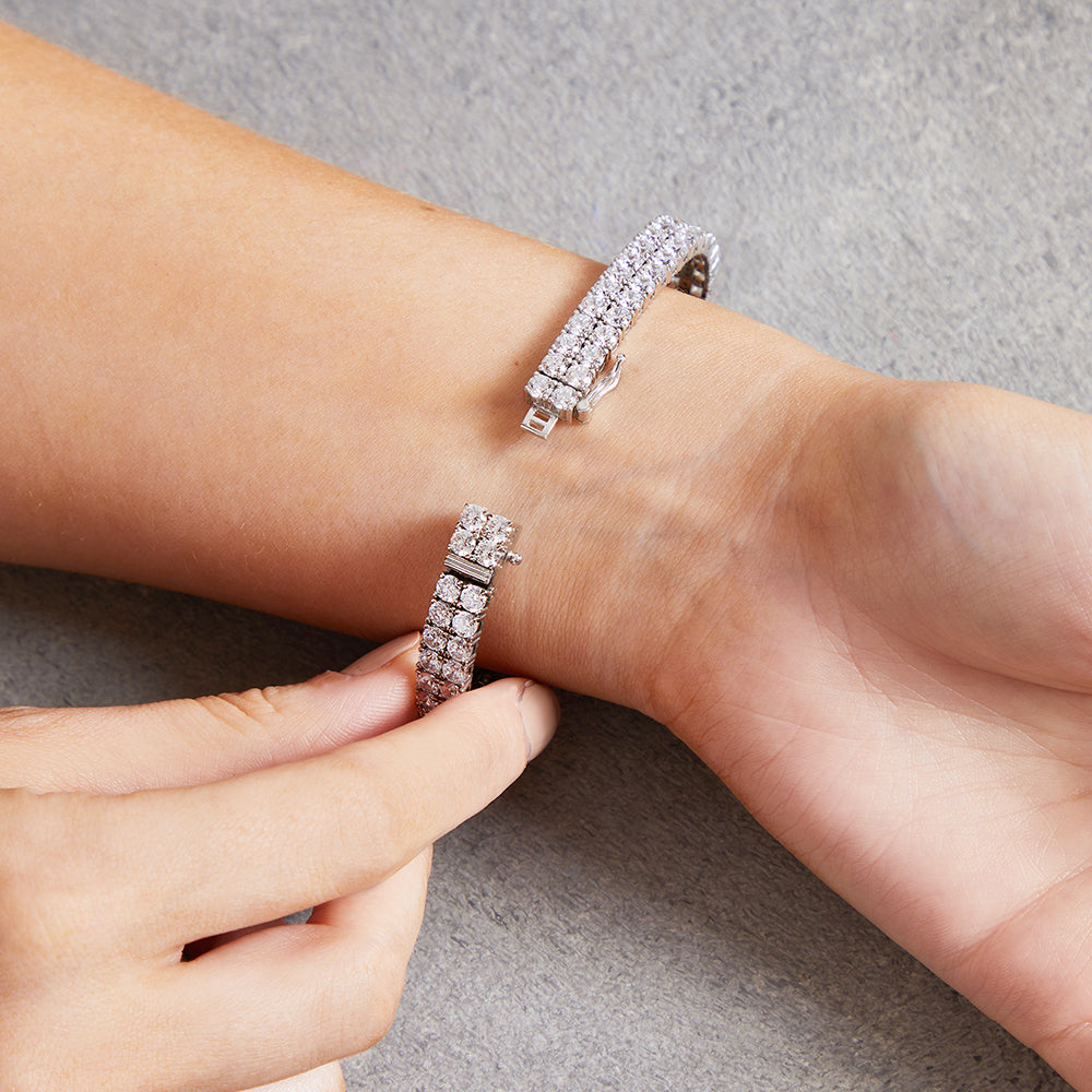 Sterling Silver 14 carat Double Row Tennis Bracelet