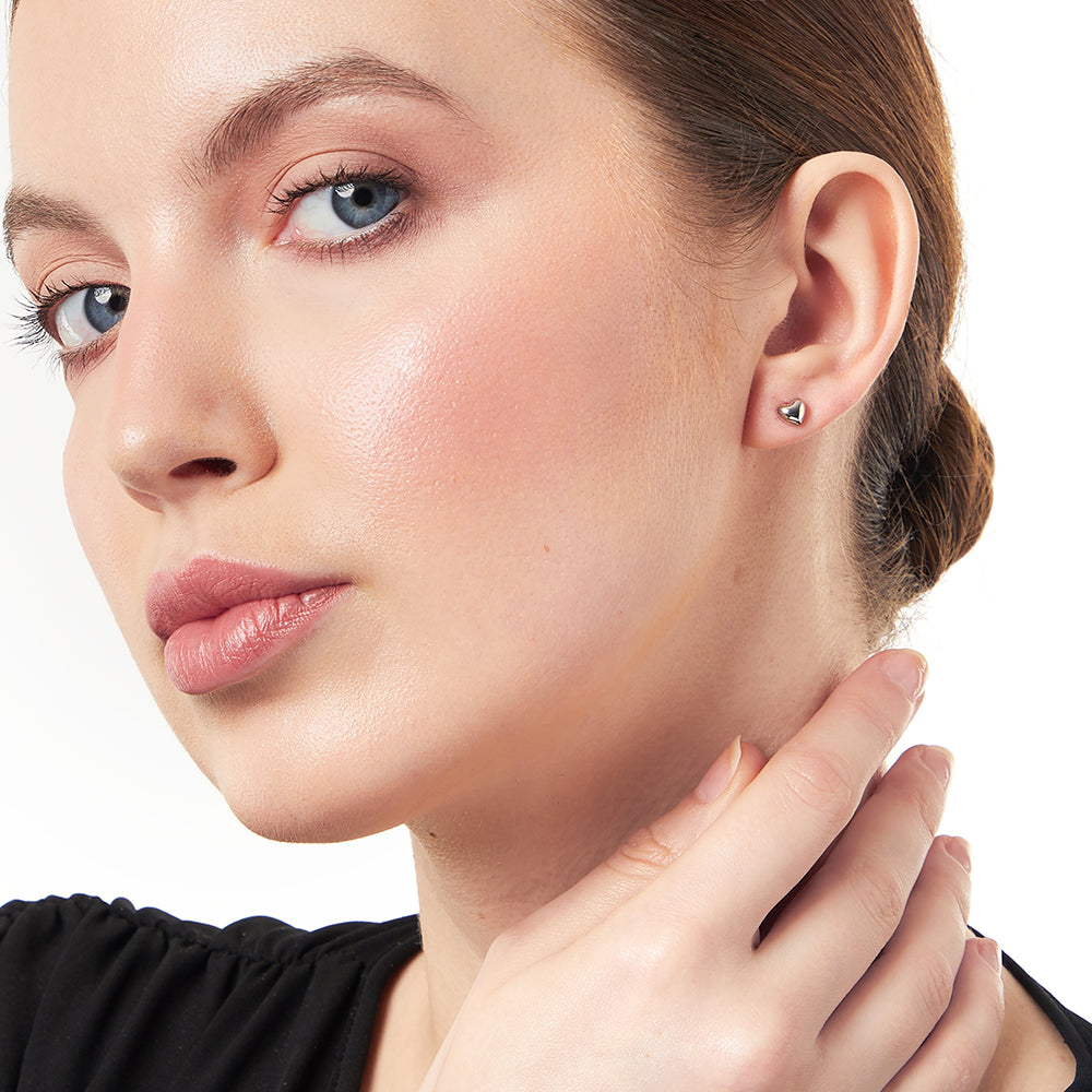 Sterling Silver Bubbly Heart Earrings