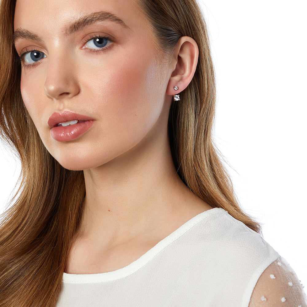 Sterling Silver Double Solitaire Ear Jackets | Premium Cubic Zirconia