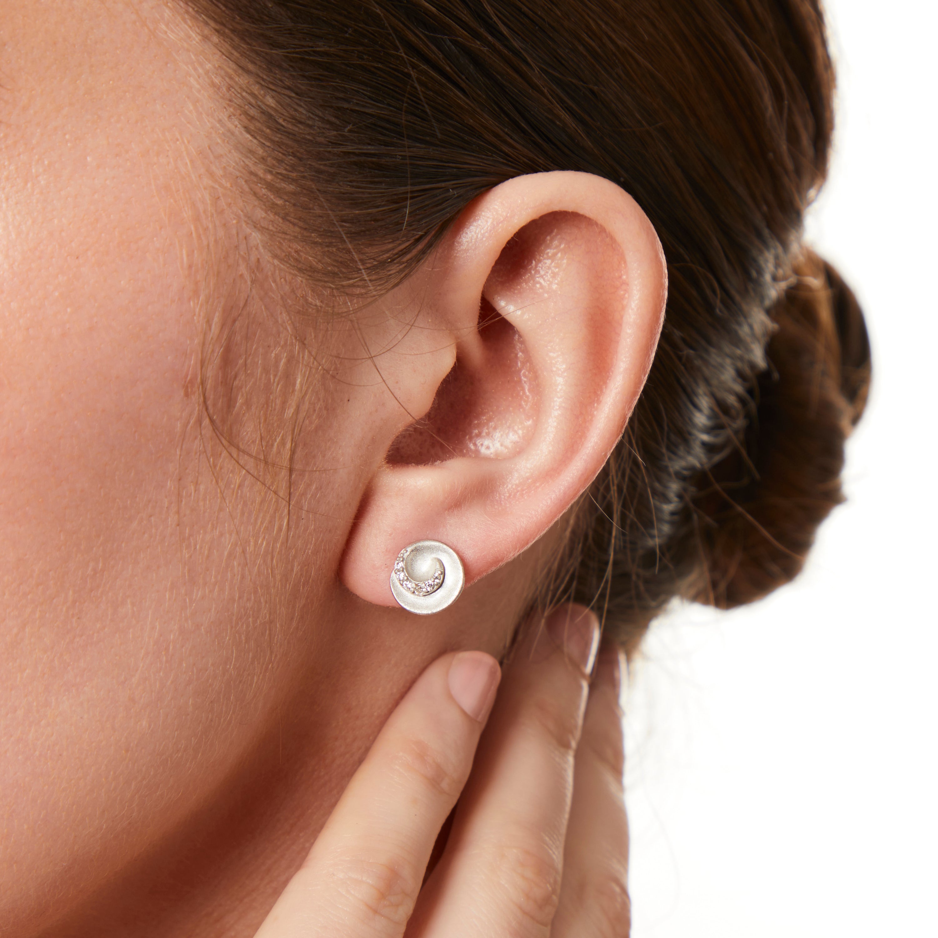 Sterling Silver Satin Finished Stud Earrings