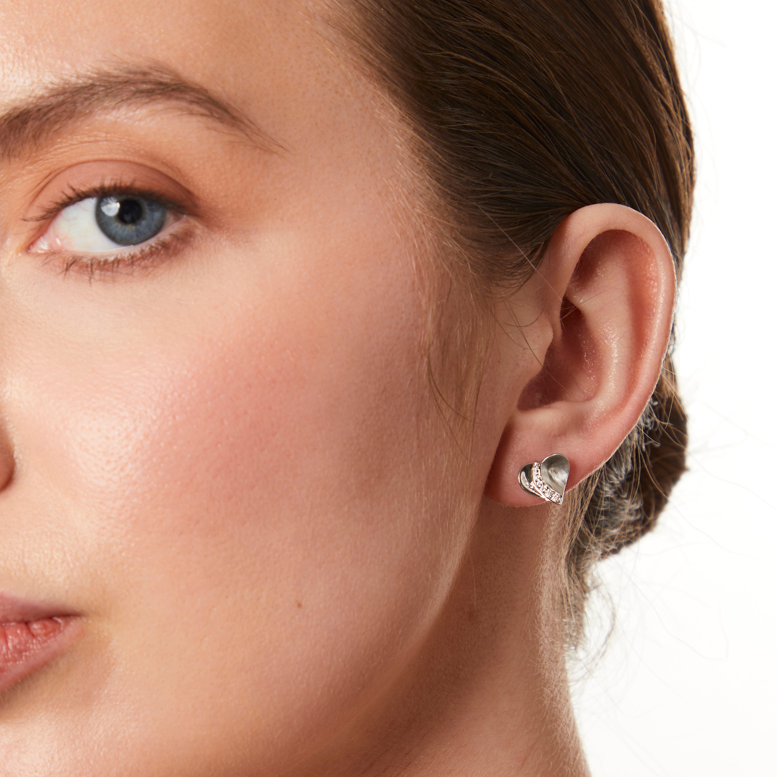 Sterling Silver Satin Heart Earrings
