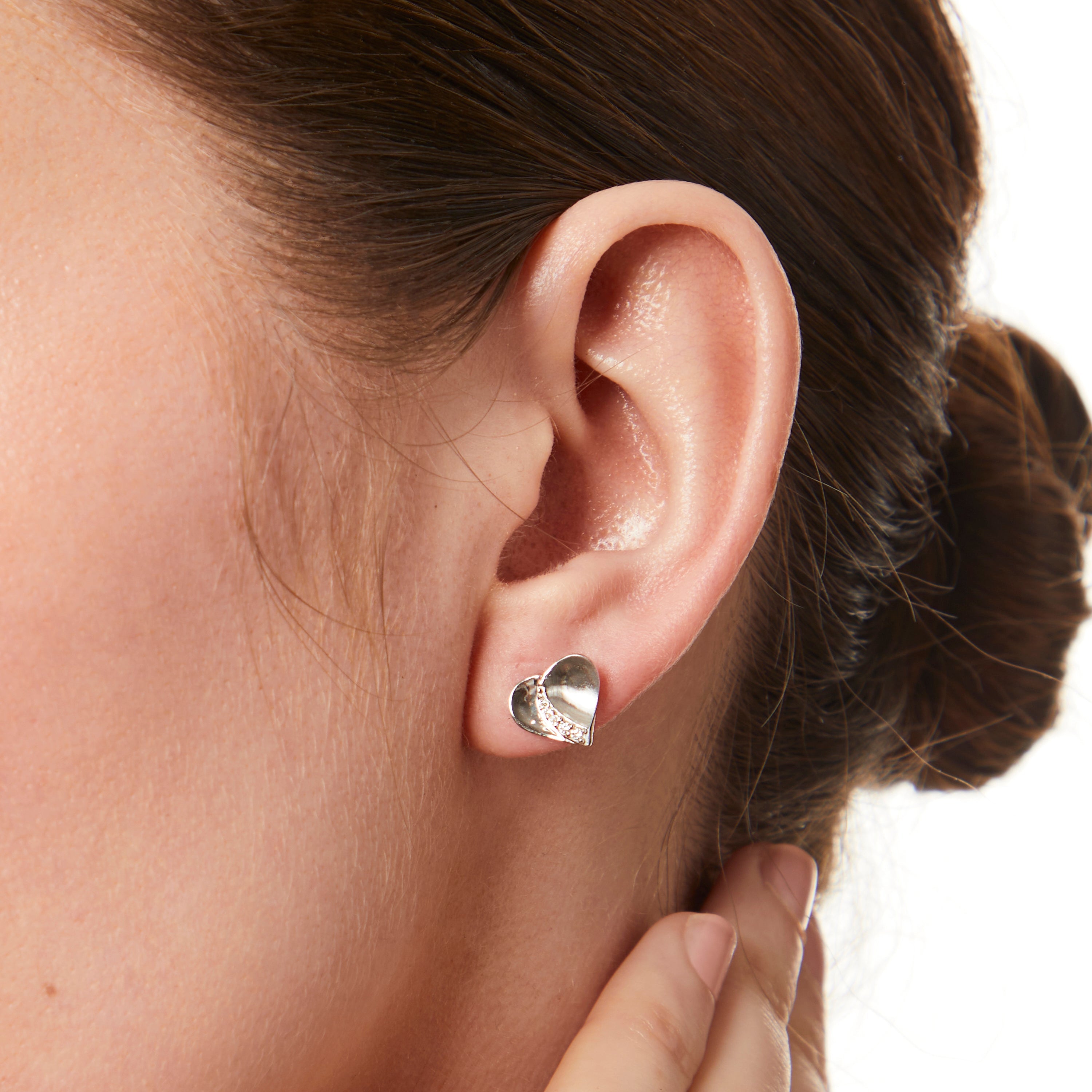 Sterling Silver Satin Heart Earrings
