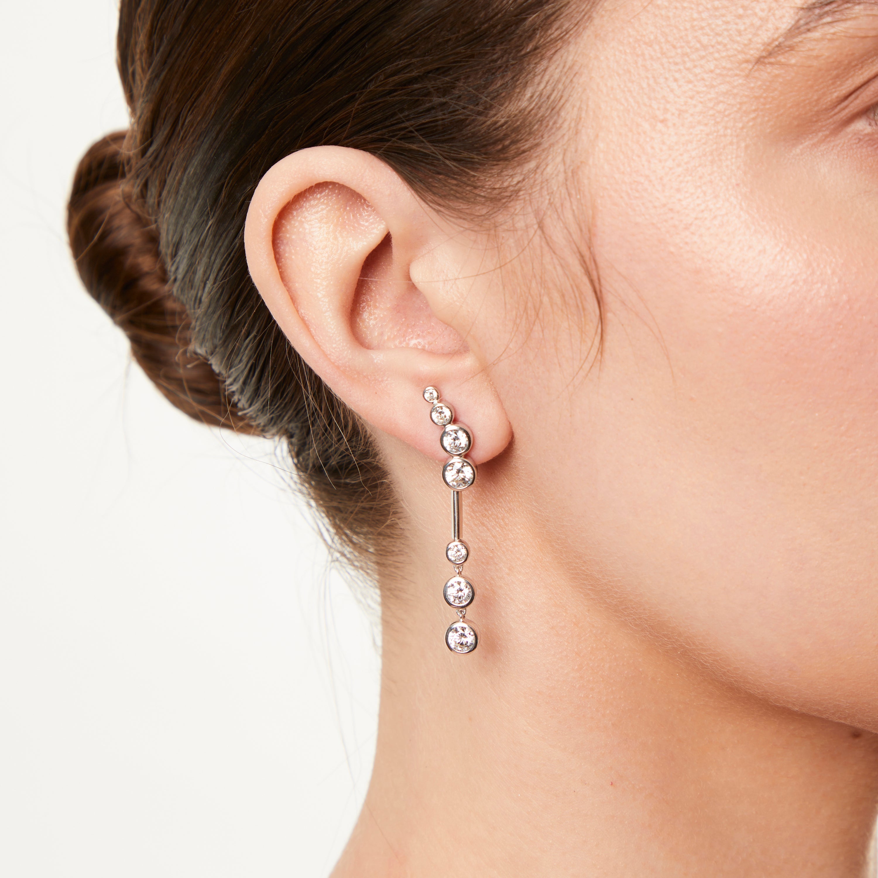 Sterling Silver 7 Stone Graduated Bubble Earrings