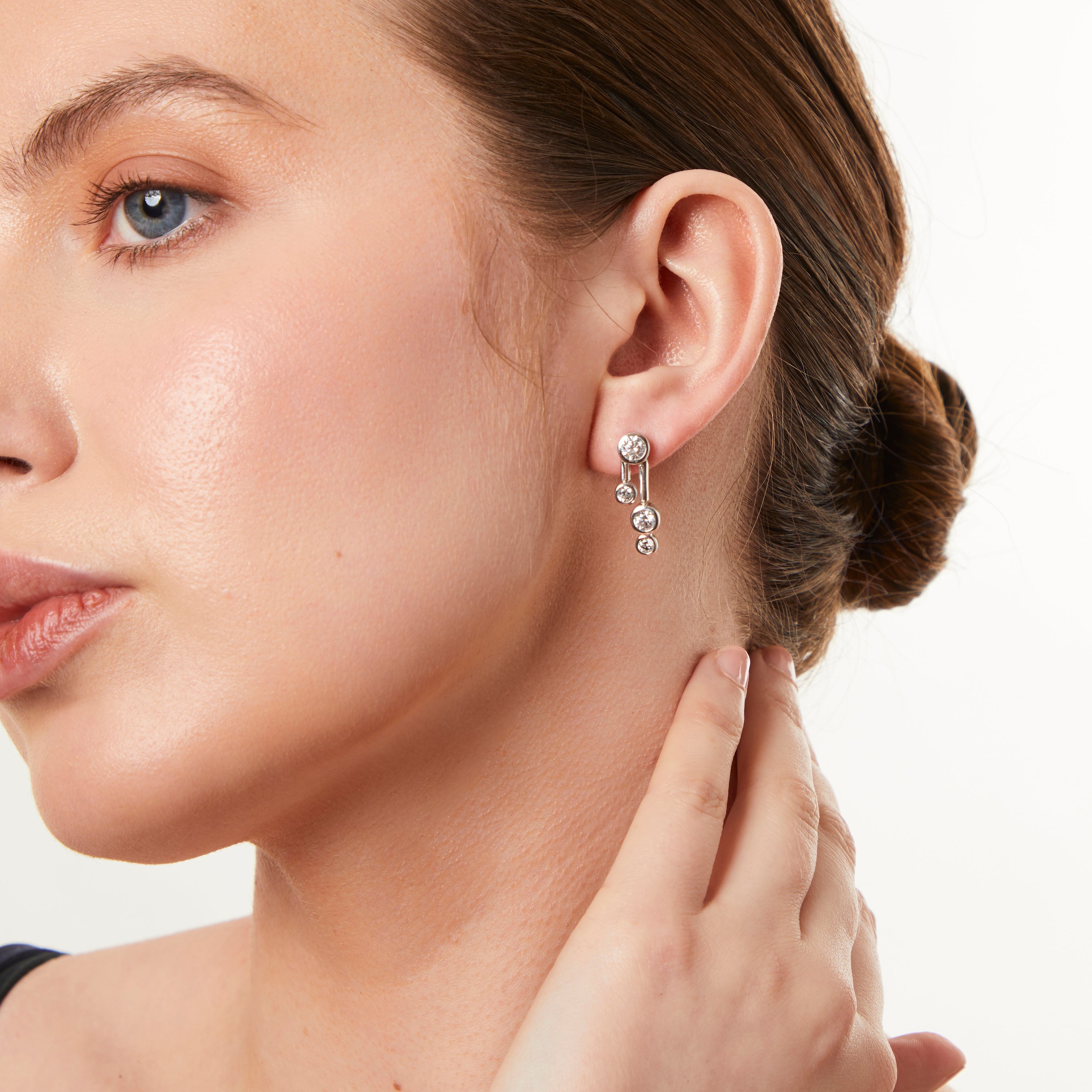 Sterling Silver 4 Stone Bubble Drop Earrings