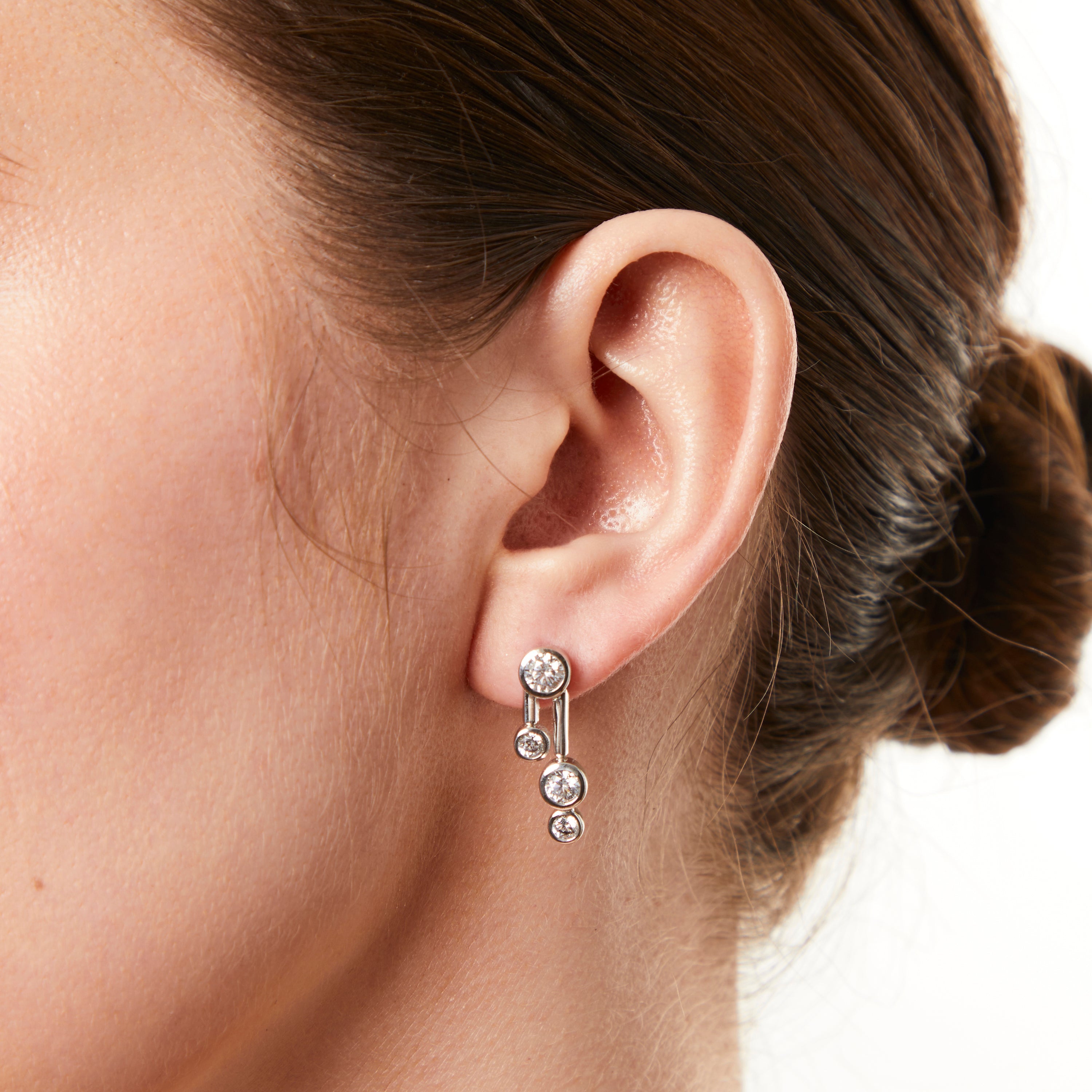 Sterling Silver 4 Stone Bubble Drop Earrings