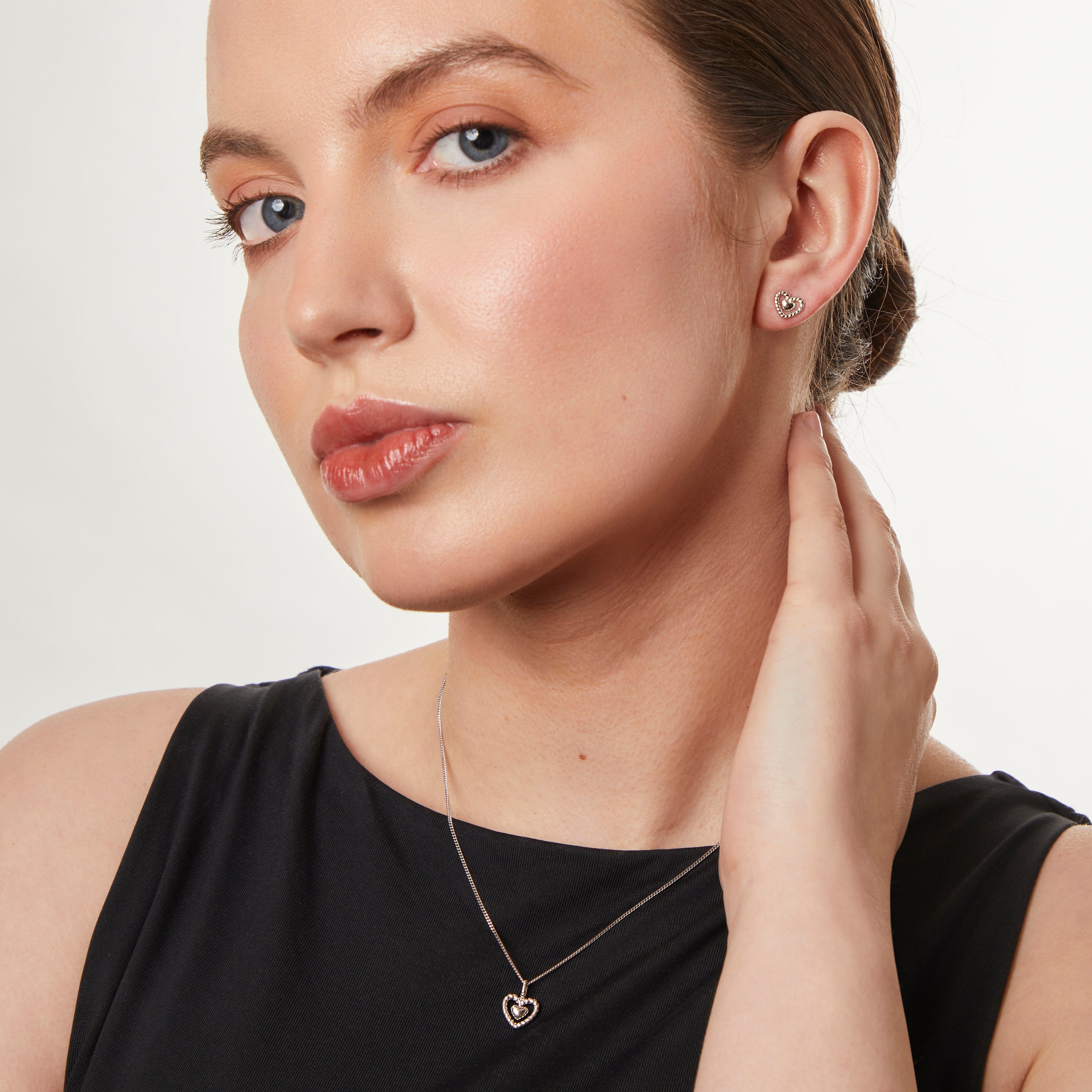 Sterling Silver Woven Open Heart Earrings
