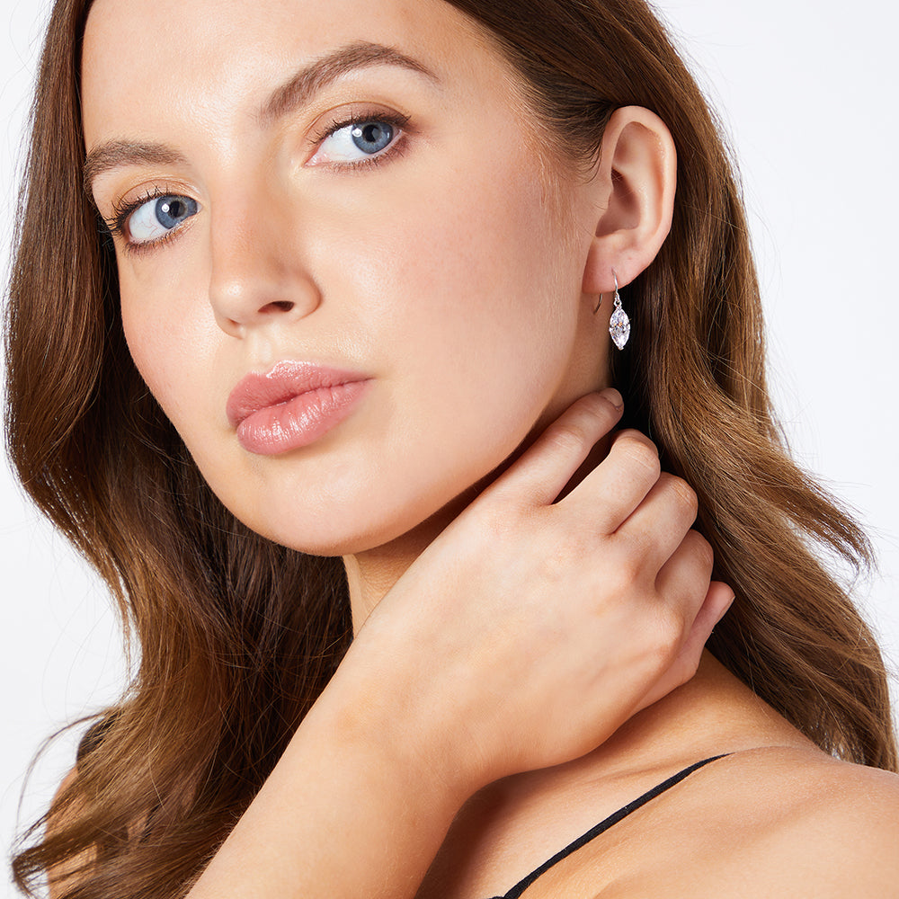 Sterling Silver Large Marquise Drop Earrings