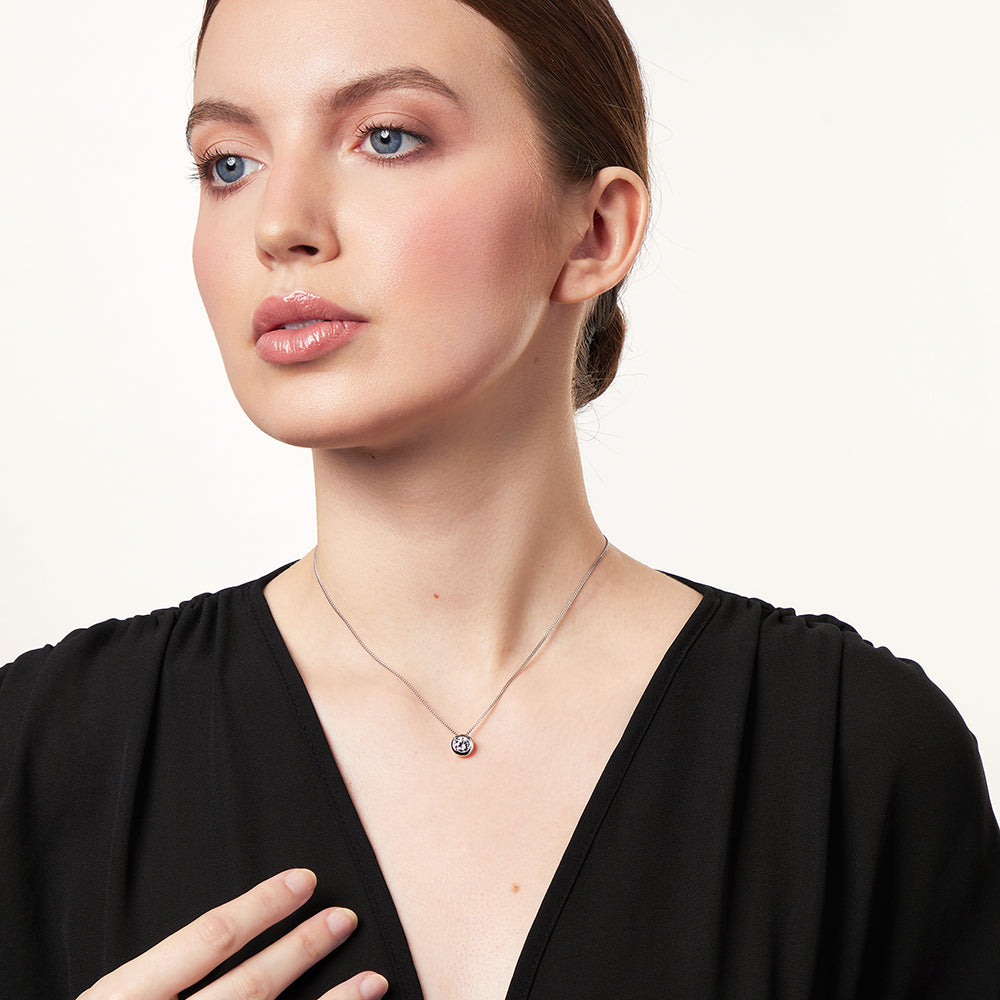 Sterling Silver One Carat Solitaire Rub Over Pendant