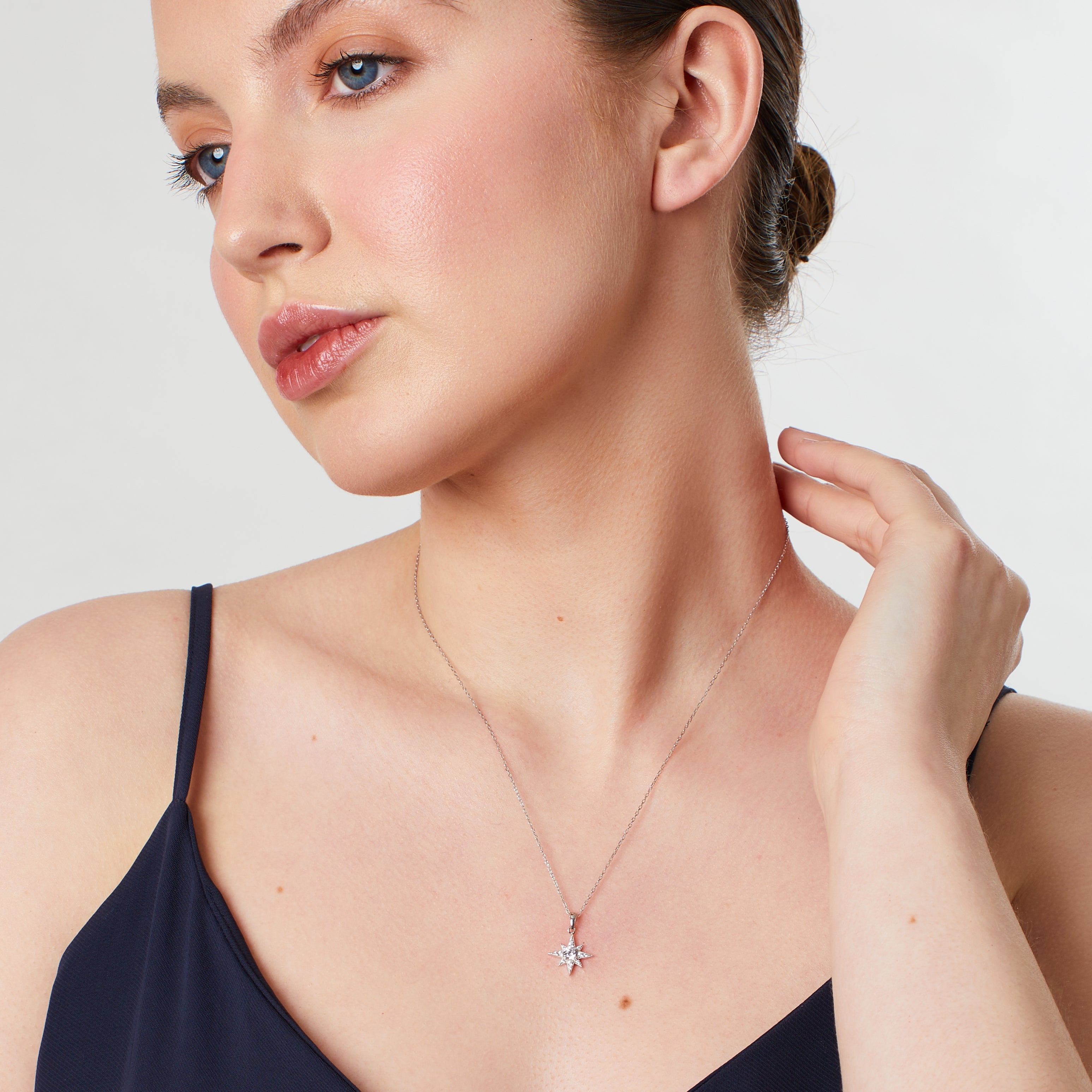 Sterling Silver North Star Pendant Necklace | Sparkling Celestial Compass