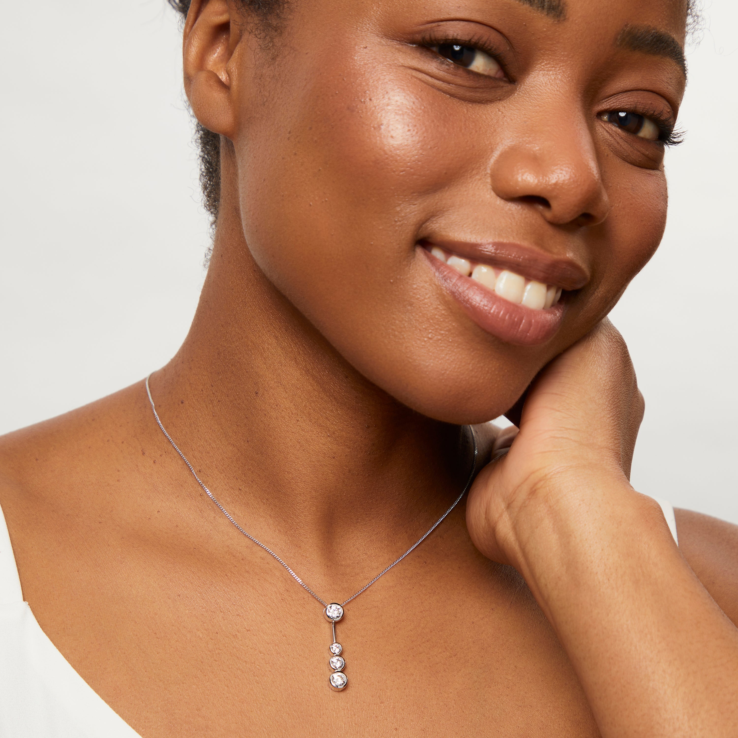 Sterling Silver Four Stone Drop Bubble Pendant