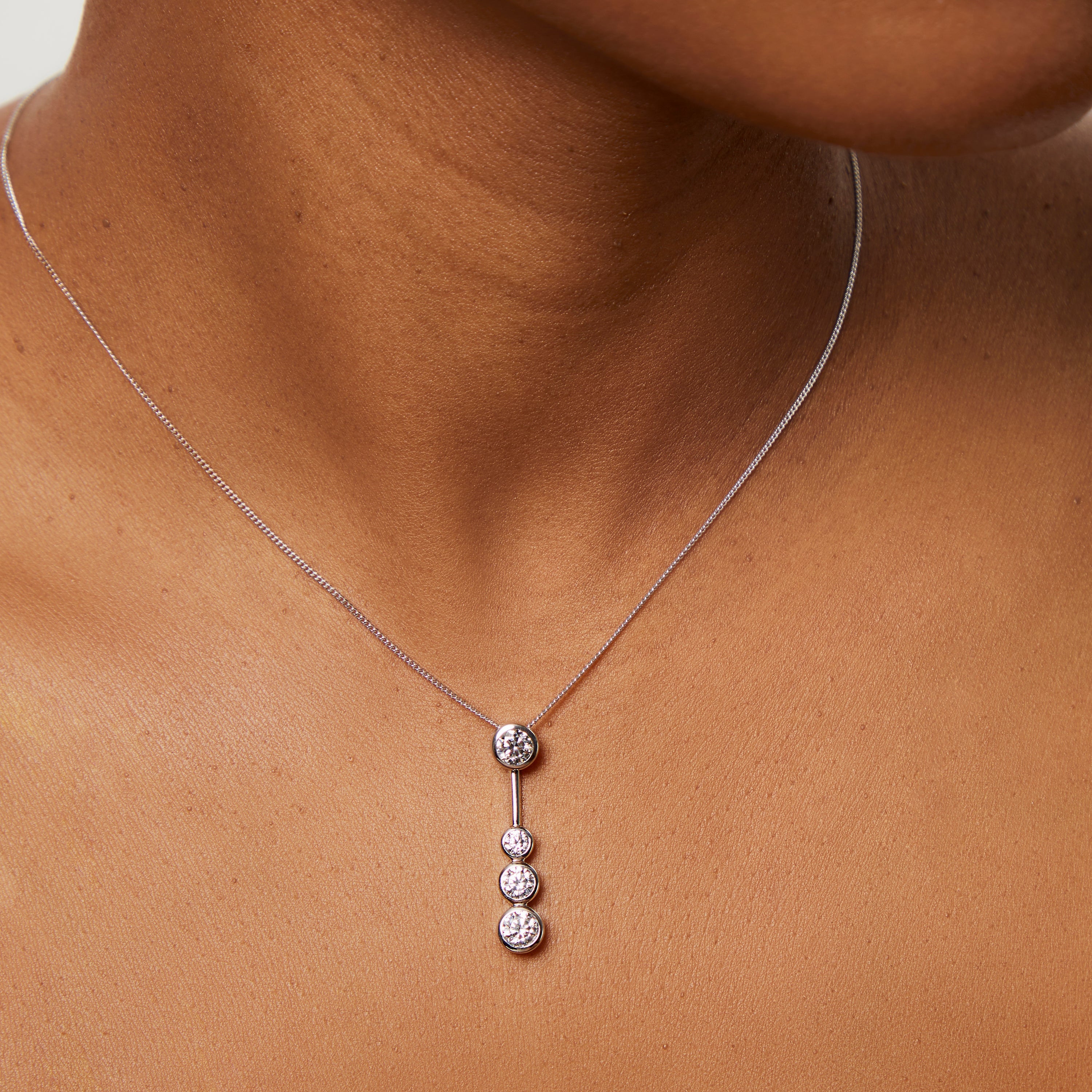 Sterling Silver Four Stone Drop Bubble Pendant