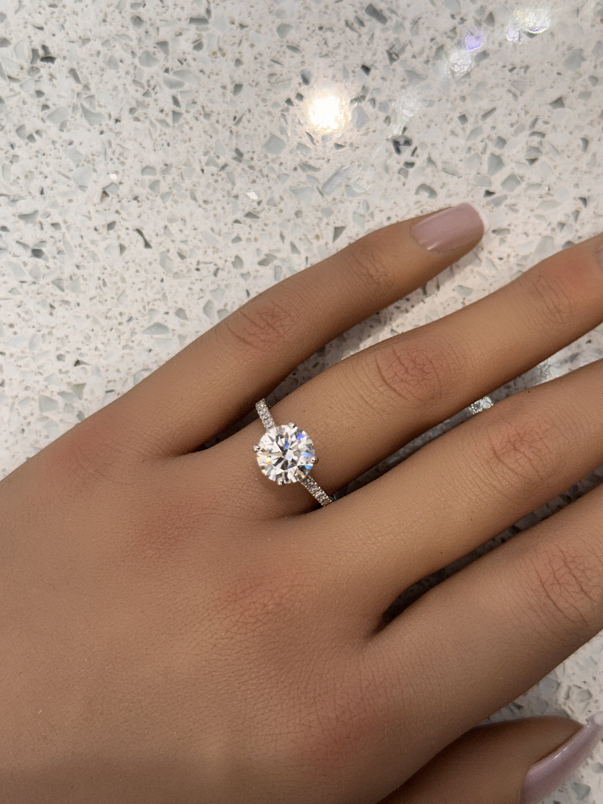 Platinum Round Lab Grown Diamond Engagement Ring