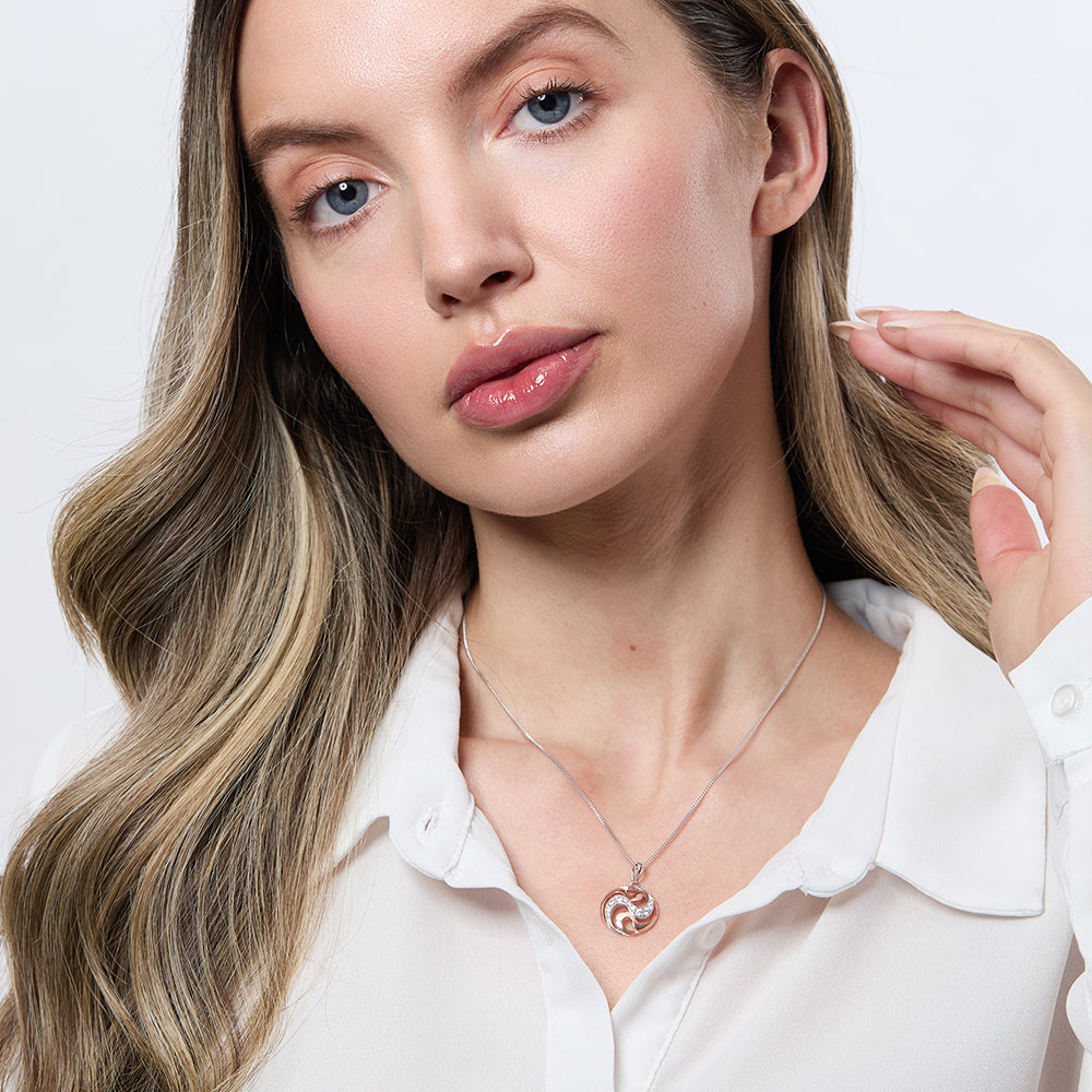 Rose Gold Swirl Circle Pendant