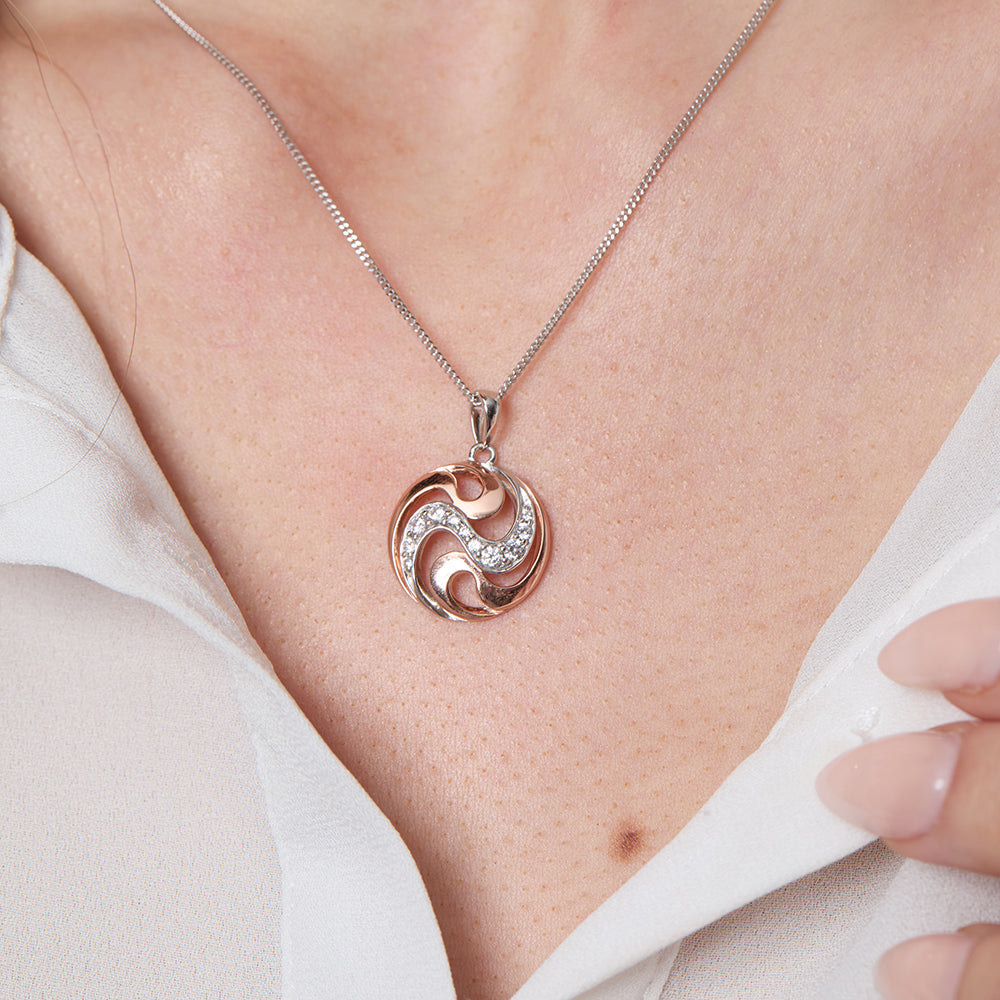 Rose Gold Swirl Circle Pendant