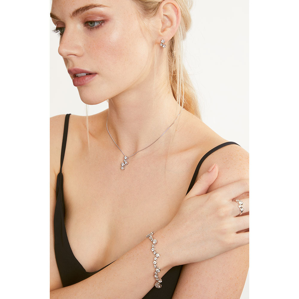 Sterling Silver Bubble Style Bracelet Set With Cubic Zirconia Stones