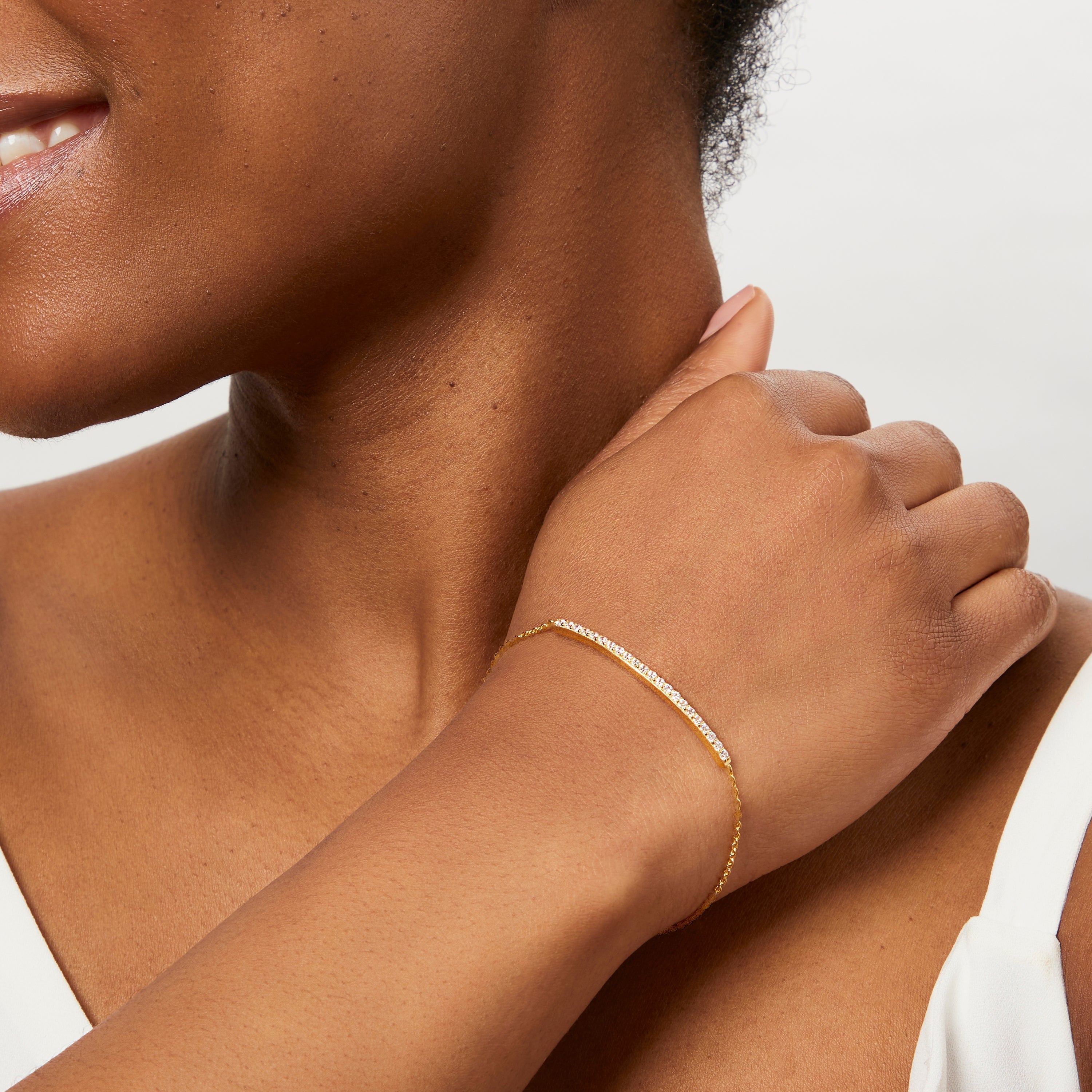 Yellow Gold Cubic Zirconia Panel Bracelet