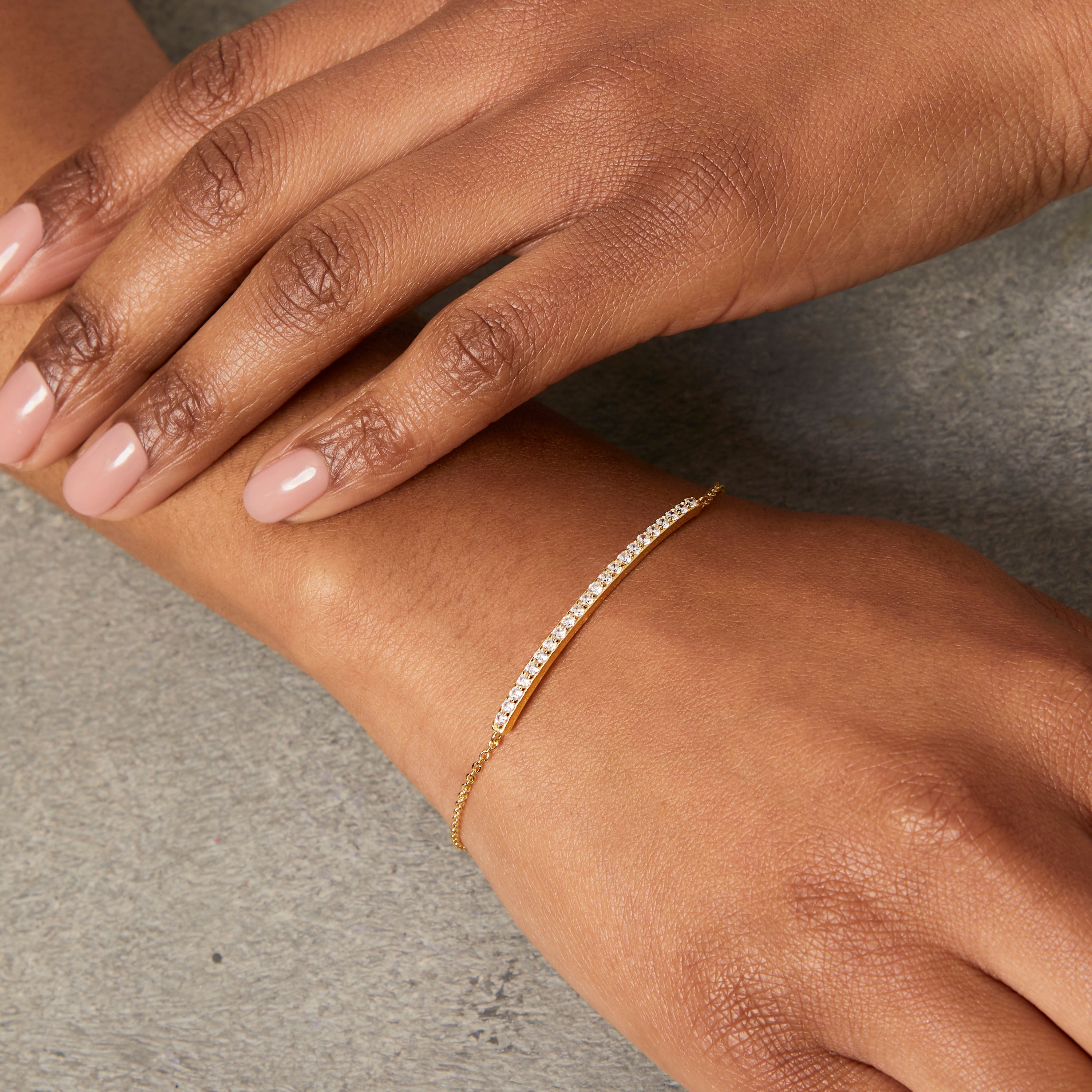 Yellow Gold Cubic Zirconia Panel Bracelet