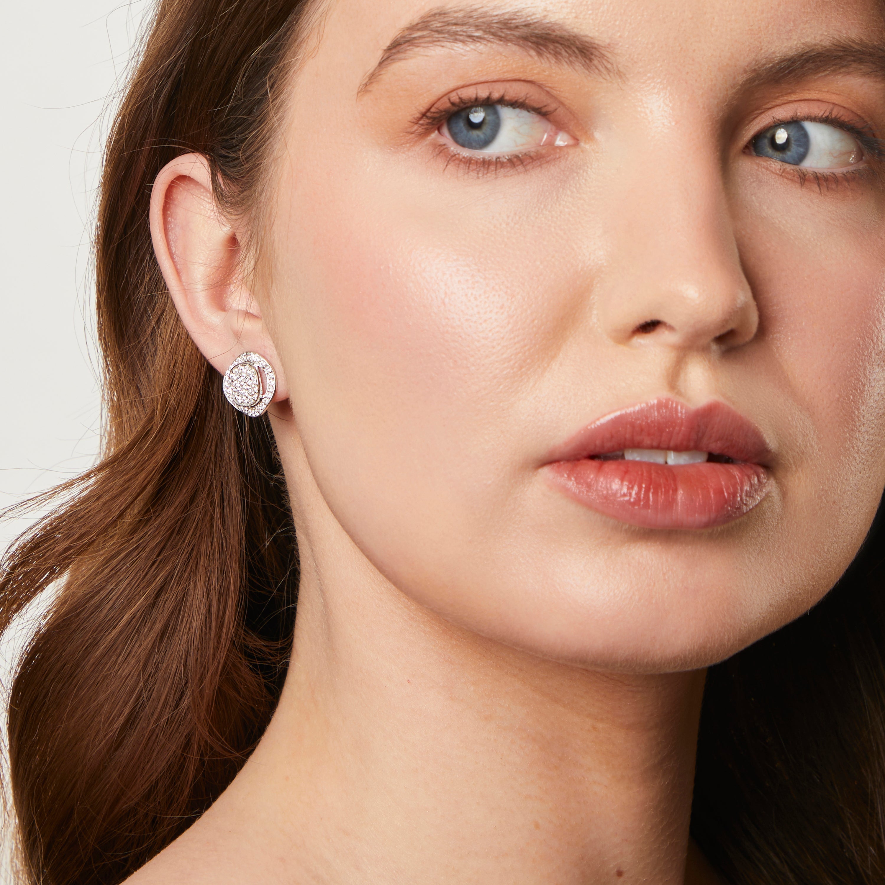 Sterling Silver Offset Halo Earrings