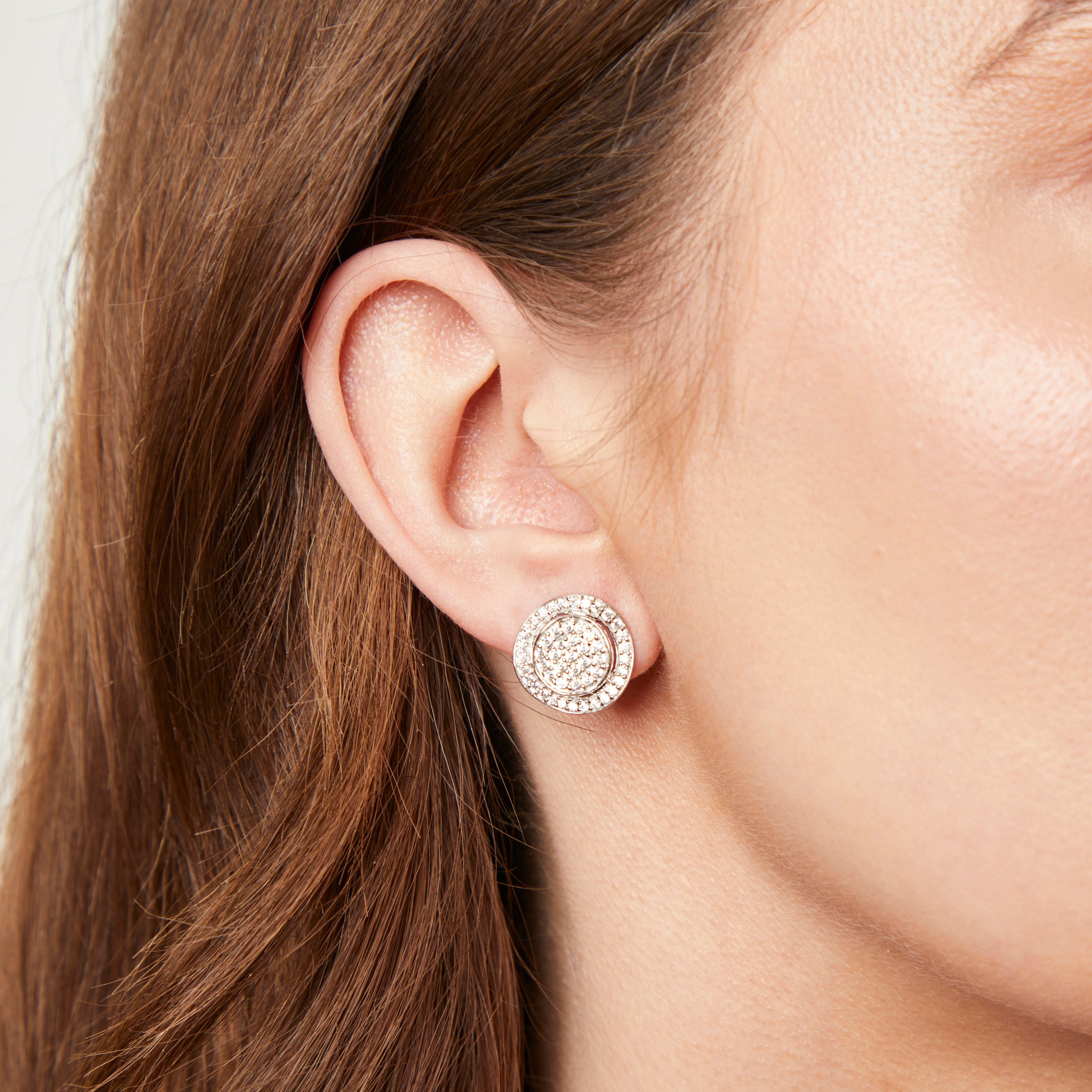 Sterling Silver Offset Halo Earrings