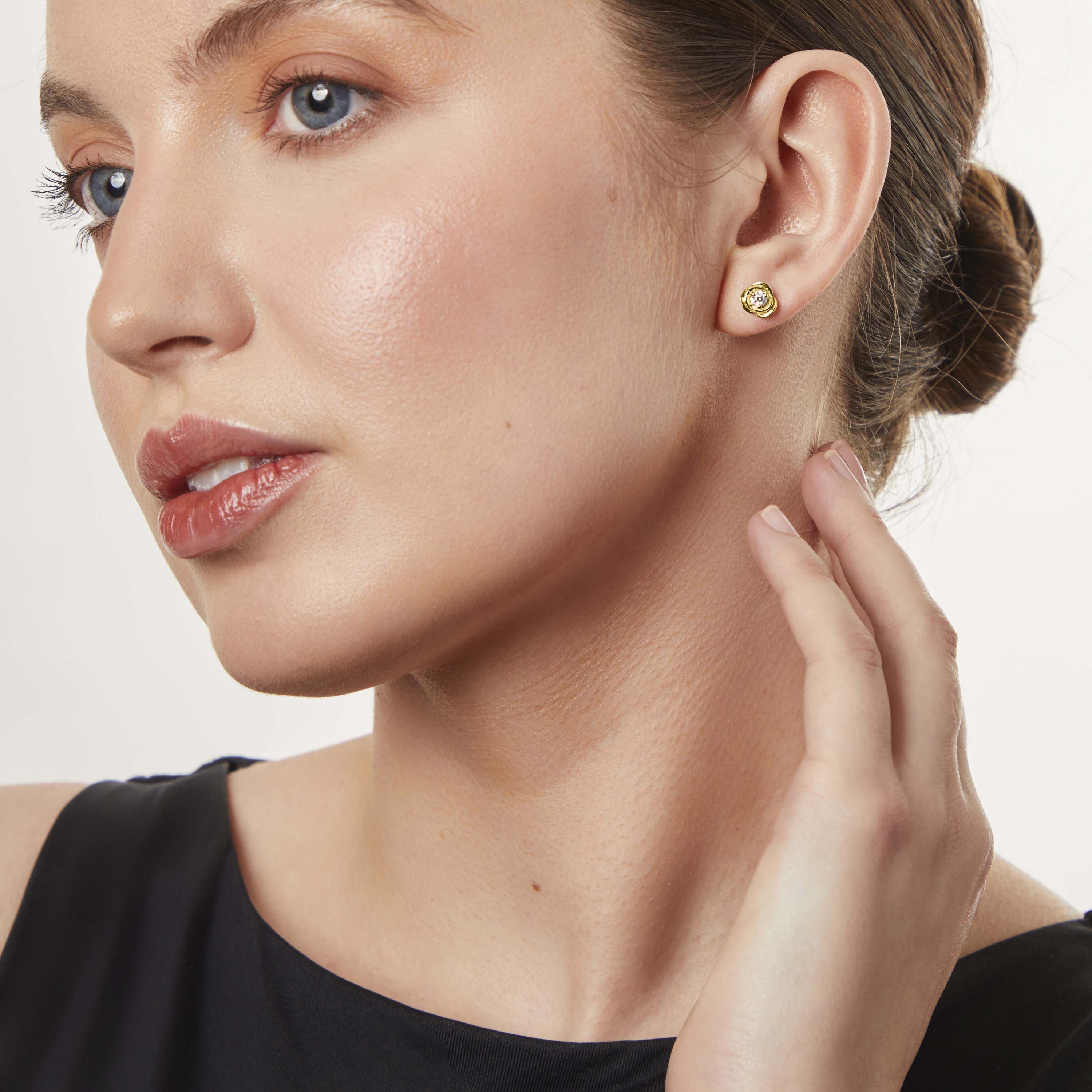 Gold Vermeil Rose Flower Stud Earrings